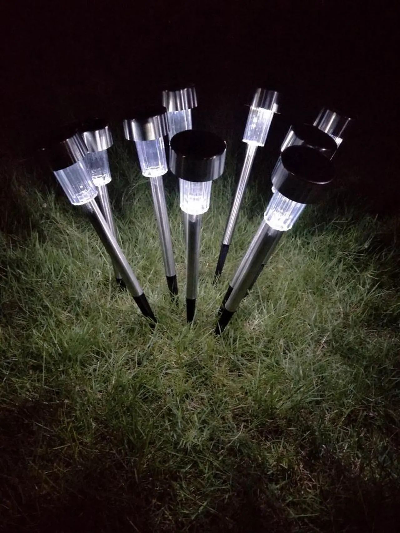 Alt view image 3 of 6 - Solar Pathway Lights Outdoor 24 Pack Solar Powered Garden Light Metal Waterproof