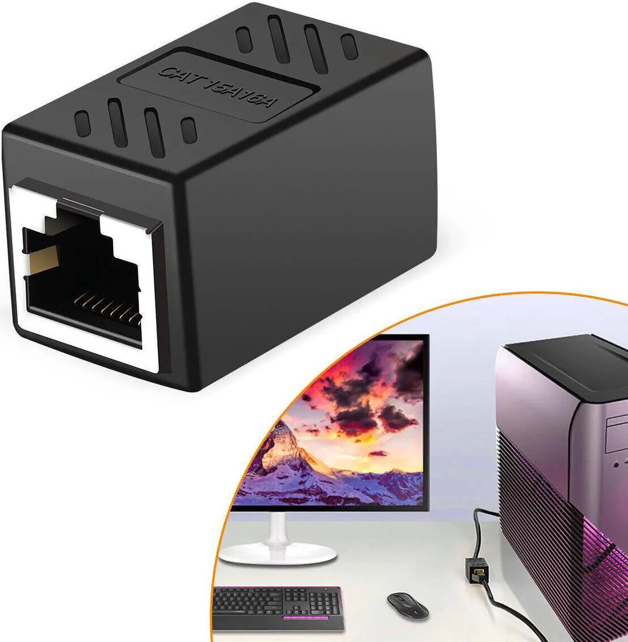 Alt view image 5 of 6 - 5Pc RJ45 Network Splitter Adapter Female CAT 7 6 5E LAN Ethernet Cable Connector