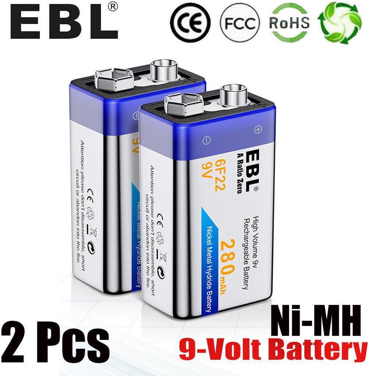 Alt view image 7 of 7 - 2x   280mAh 9 Volt Rechargeable 9V 6F22 Ni-MH Batteries for Smoke Detector