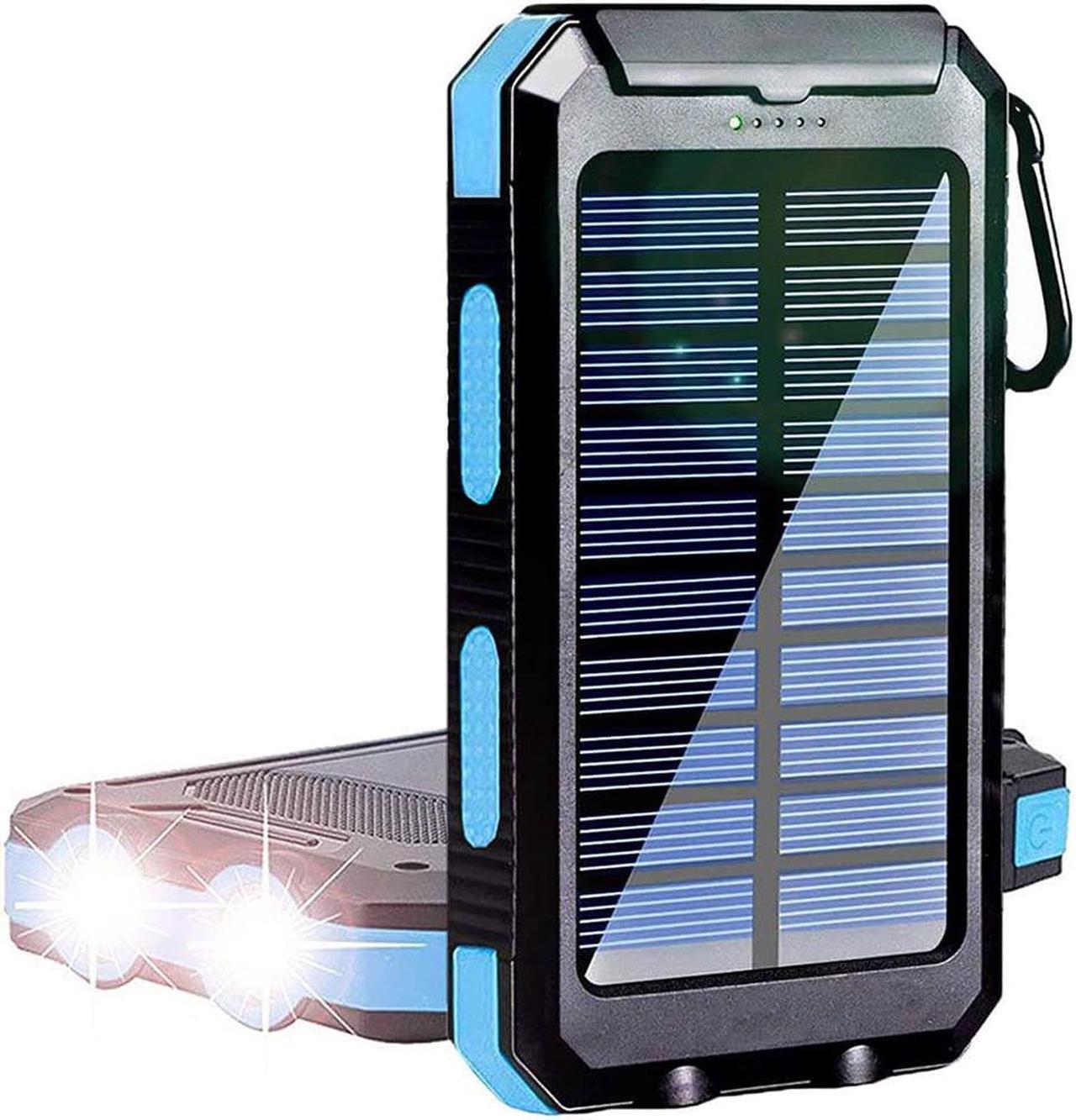 20000mAh Portable Solar Panel 2USB LED External Battery Power Bank Pack Charger