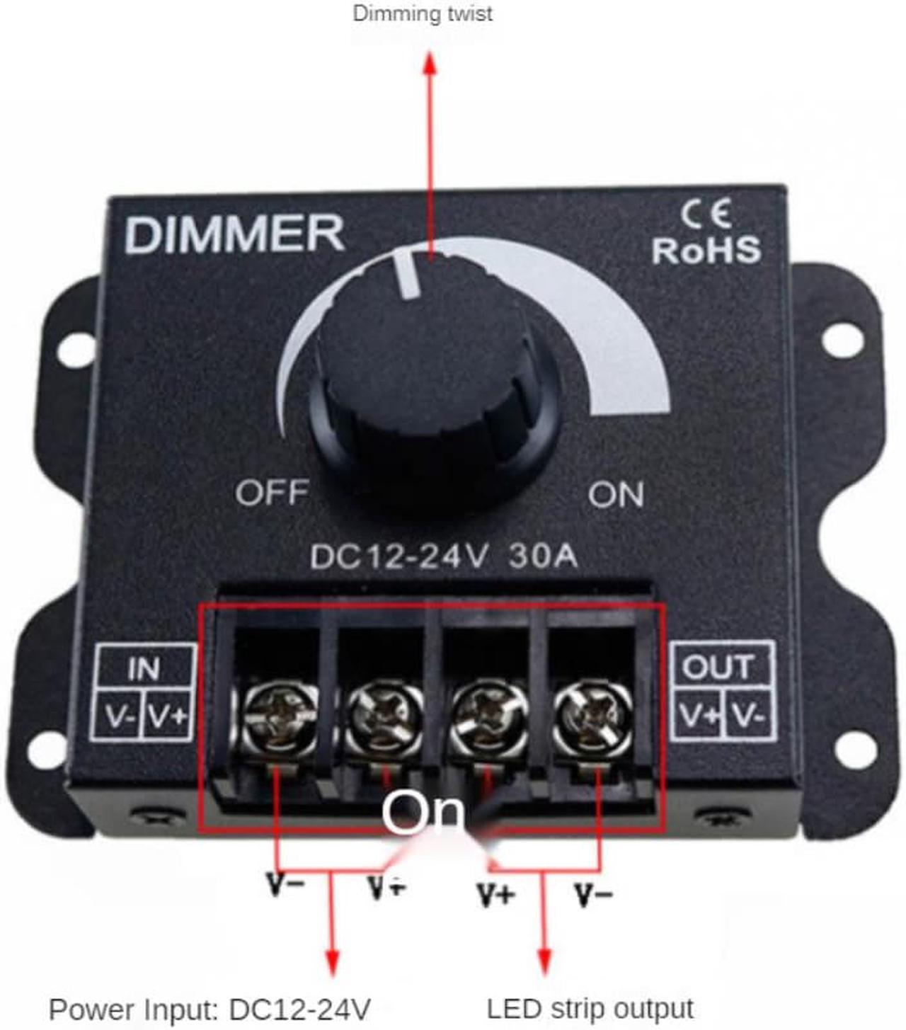 Alt view image 2 of 3 - LED Dimmer Adjustable Brightness Lamp Bulb Strip Driver Single Color Light Power Supply Controller 30A DC 12V 24V 360W