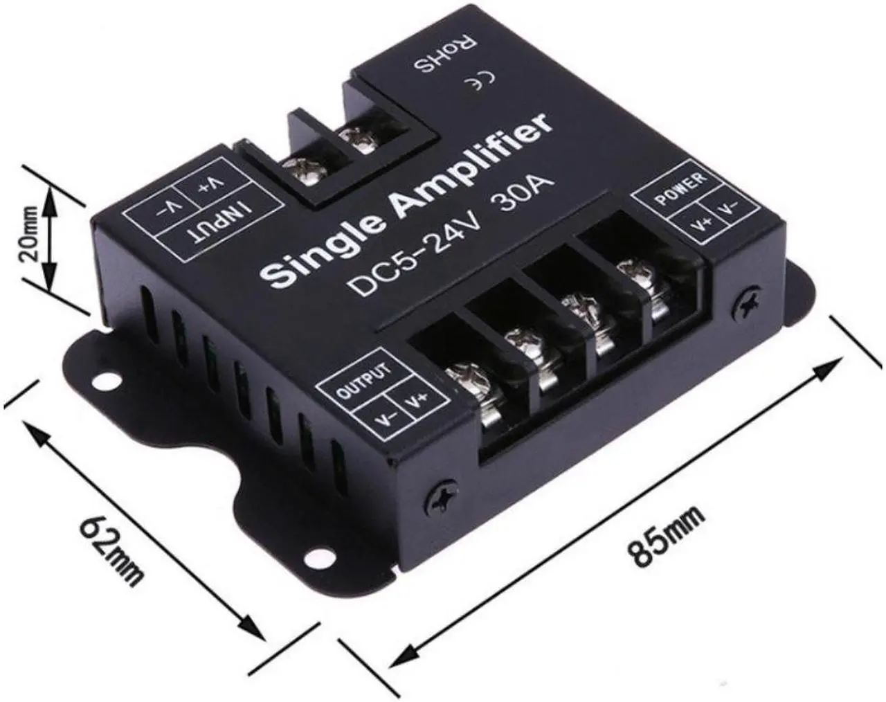Alt view image 2 of 3 - DC 5V-12V 30A Led Signal Amplifier Dimmer Receive Monochromatic Signal From A LED Dimmer and Send To Another Set of LED Sources