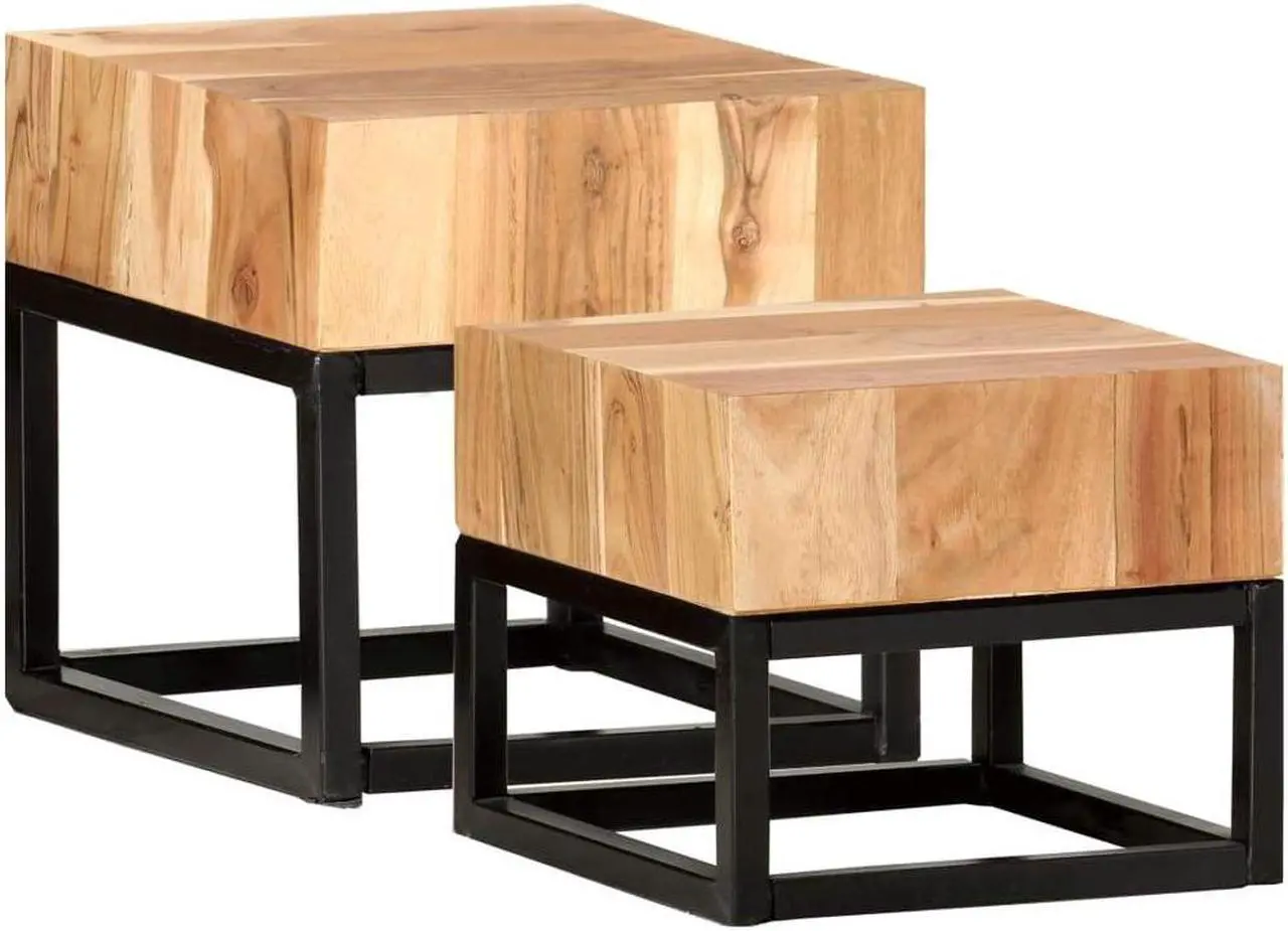 Alt view image 11 of 14 - vidaXL Side Tables 2 Pcs Coffee Table End Table Furniture Solid Acacia Wood