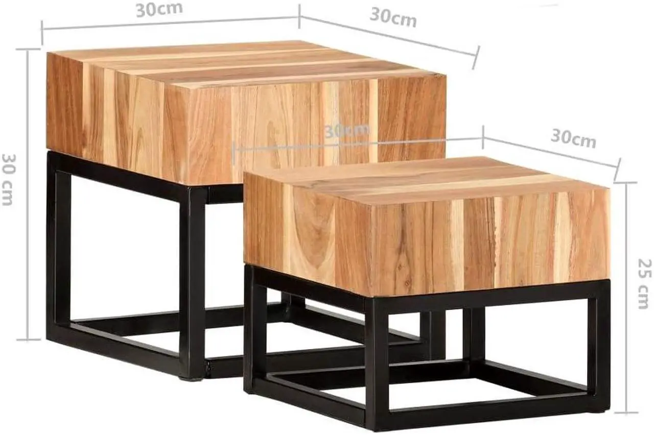 Alt view image 14 of 14 - vidaXL Side Tables 2 Pcs Coffee Table End Table Furniture Solid Acacia Wood