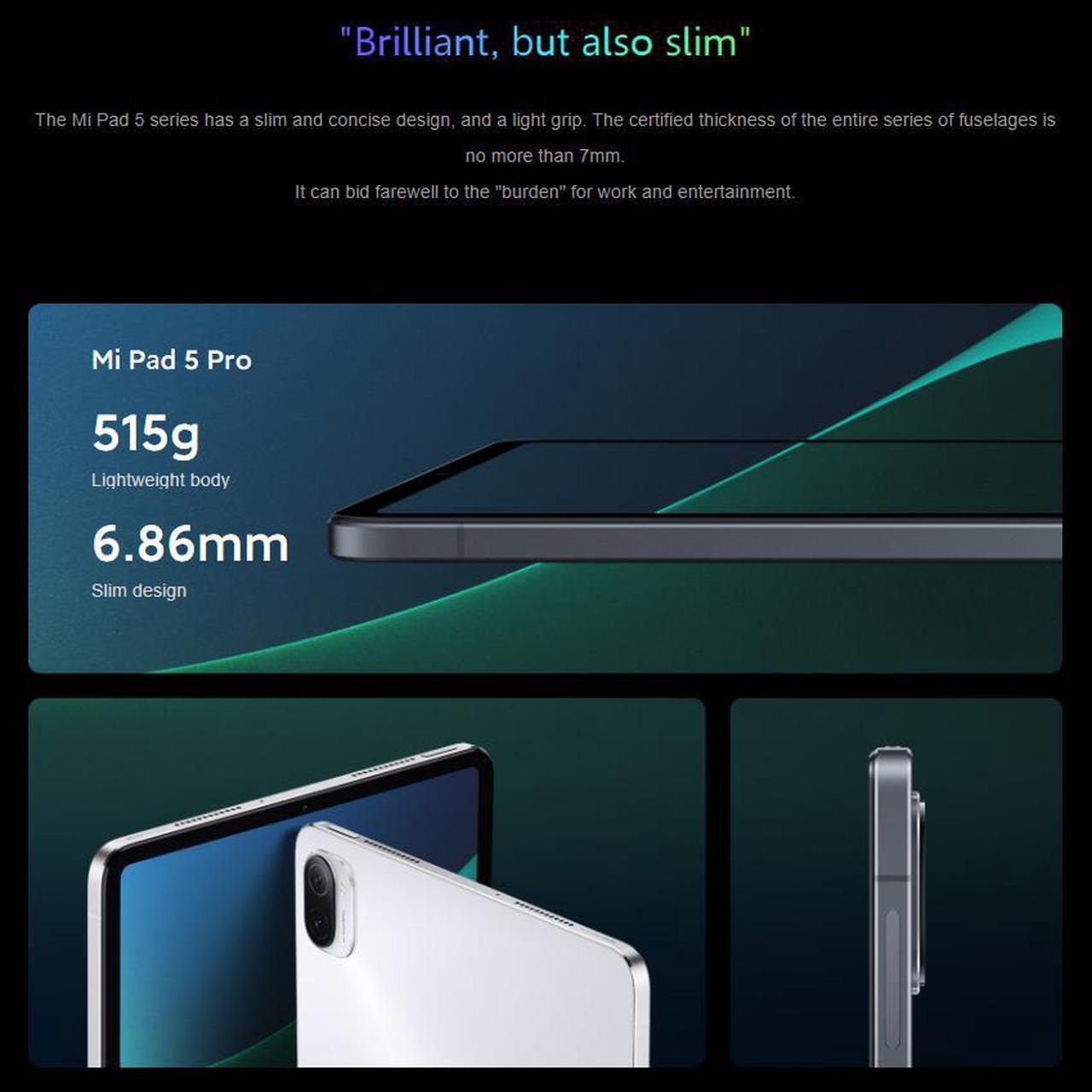 Alt view image 7 of 7 - Xiaomi Mi Pad 5 Pro 11.0-inch 2560x1600P LCD Display 5G Tablet 8GB 256GB 8600mAh Battery Android 11-Black