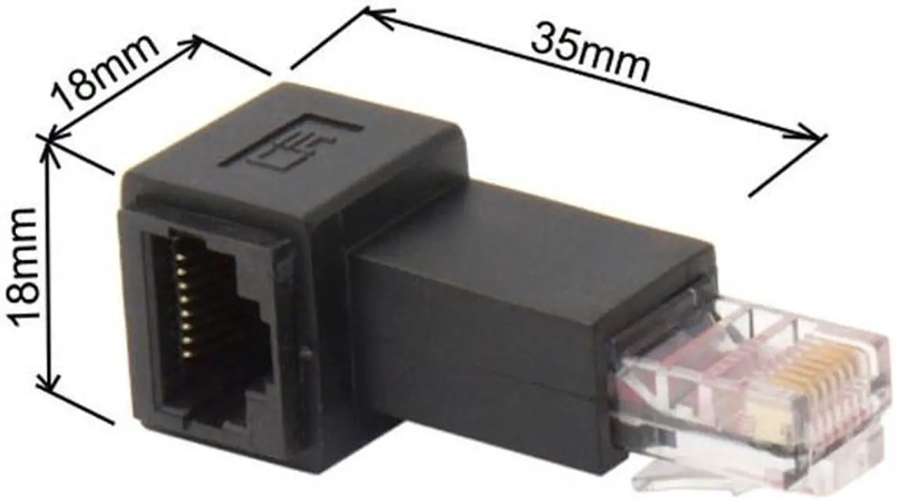 Alt view image 7 of 7 - CY Right Angled 90 Degree 8P8C FTP STP UTP Cat 5e Male to Female Lan Ethernet Network Extension Adapter UT-010-RI