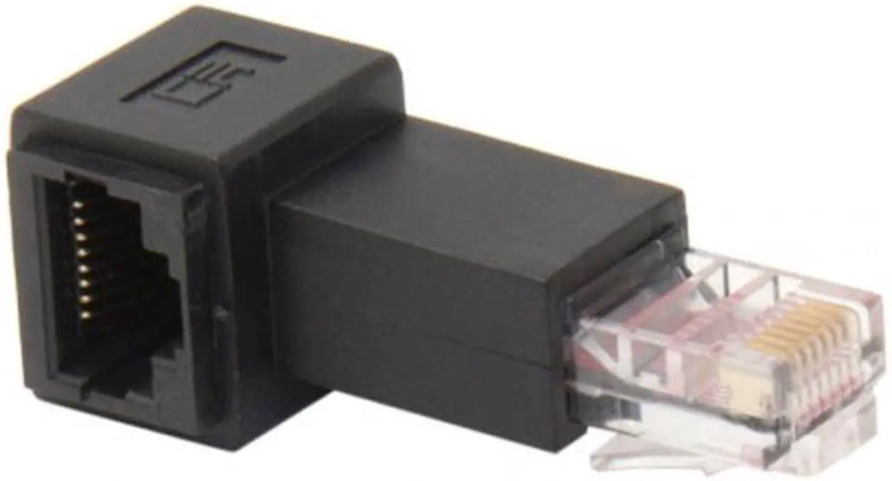 Alt view image 3 of 7 - CY Right Angled 90 Degree 8P8C FTP STP UTP Cat 5e Male to Female Lan Ethernet Network Extension Adapter UT-010-RI