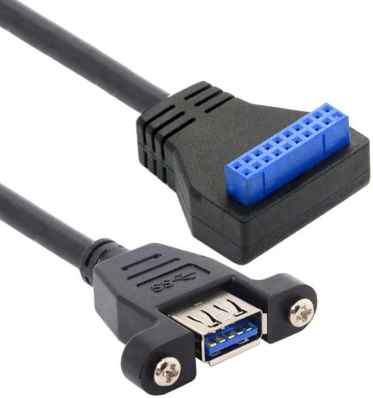 Alt view image 4 of 6 - CY USB 3.0 Single Port A Female Screw Mount Type to Down Angled Motherboard 20pin Header Cable 90 Degree U3-384-DN