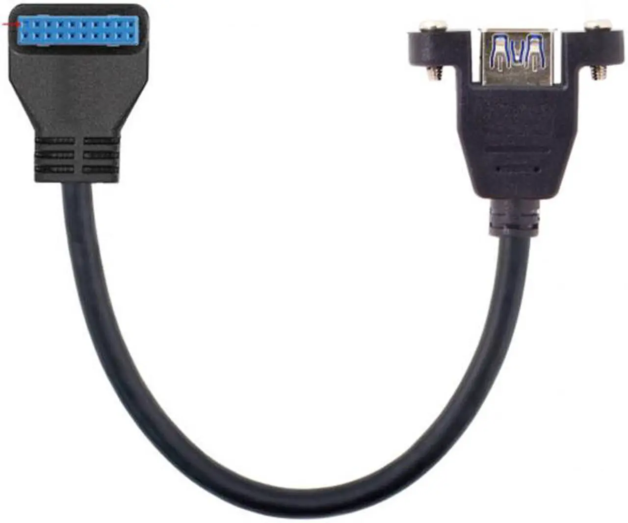 Alt view image 3 of 6 - CY USB 3.0 Single Port A Female Screw Mount Type to Down Angled Motherboard 20pin Header Cable 90 Degree U3-384-DN