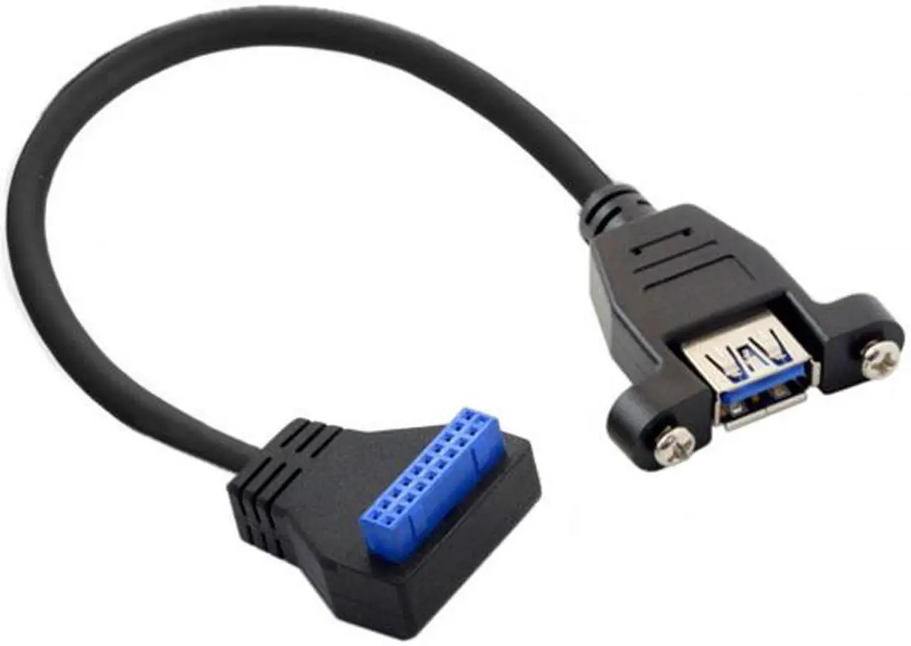 Alt view image 6 of 6 - CY USB 3.0 Single Port A Female Screw Mount Type to Down Angled Motherboard 20pin Header Cable 90 Degree U3-384-DN