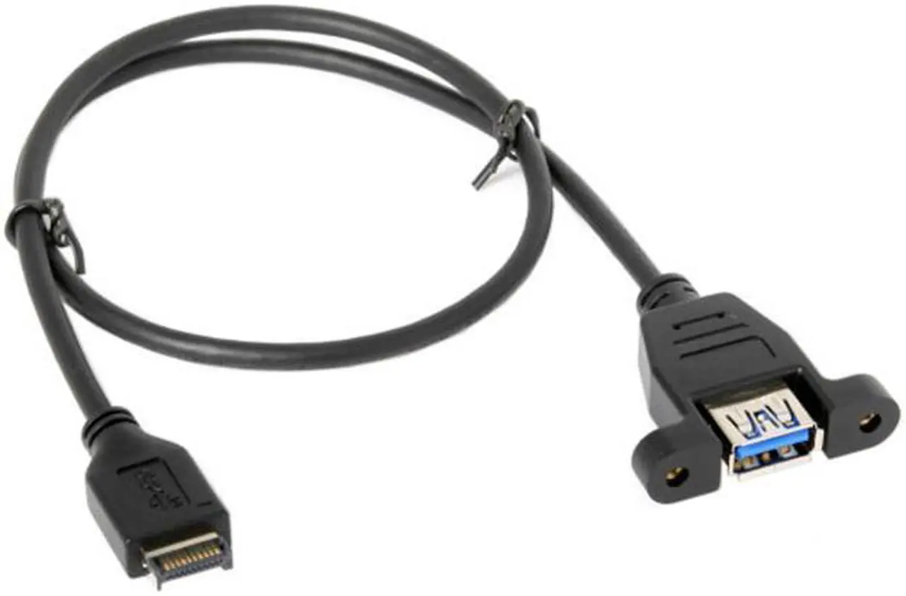 Alt view image 4 of 5 - Jimier USB 3.1 Front Panel Header to USB 3.0 Type-A Female Extension Cable 50cm Panel Mount Type UC-060