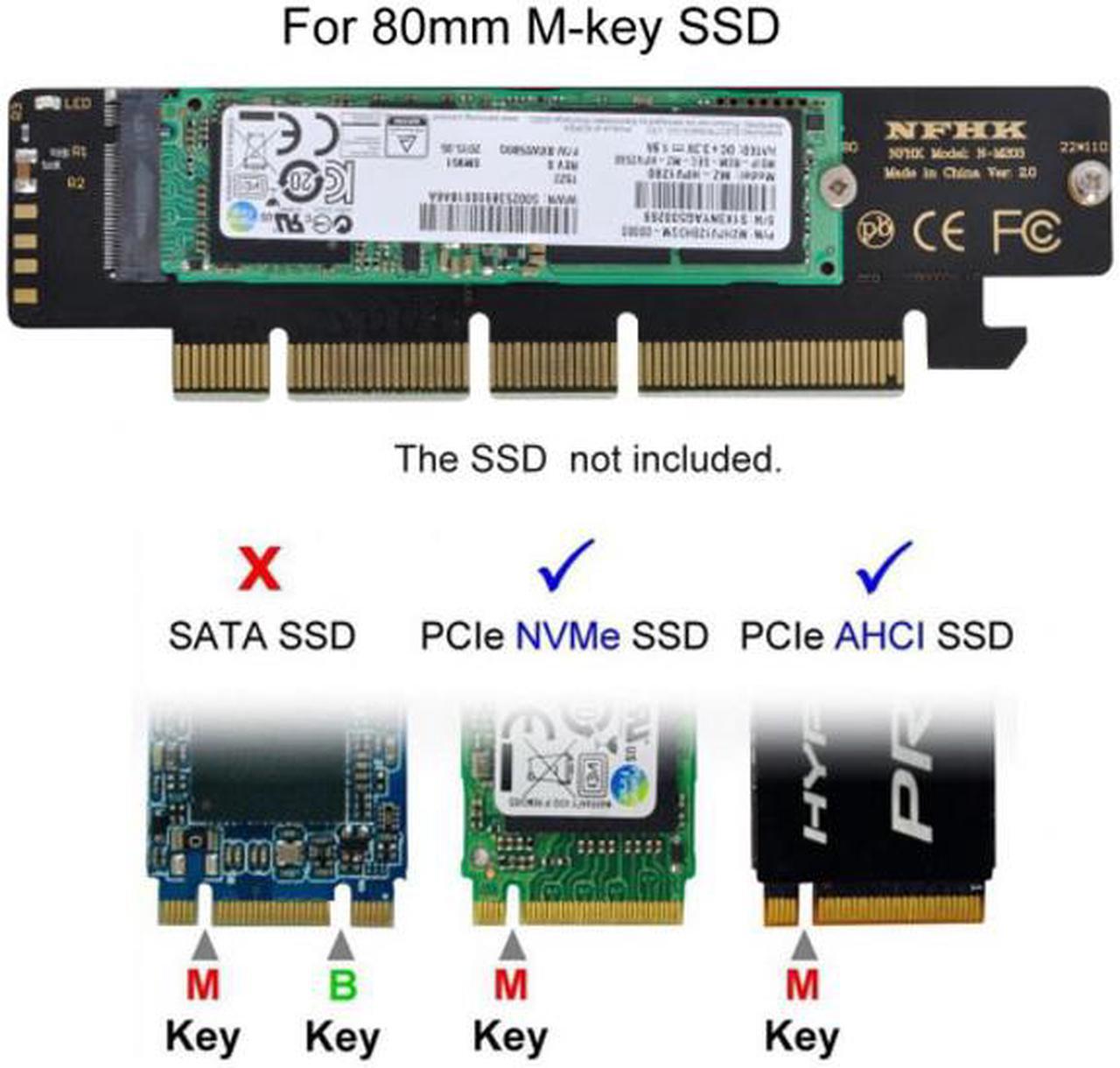 Alt view image 4 of 5 - FVH NGFF M.2 M-key NVME AHCI SSD to PCI-E 3.0 16x 4x Adapter for 110mm 80mm SSD SA-021