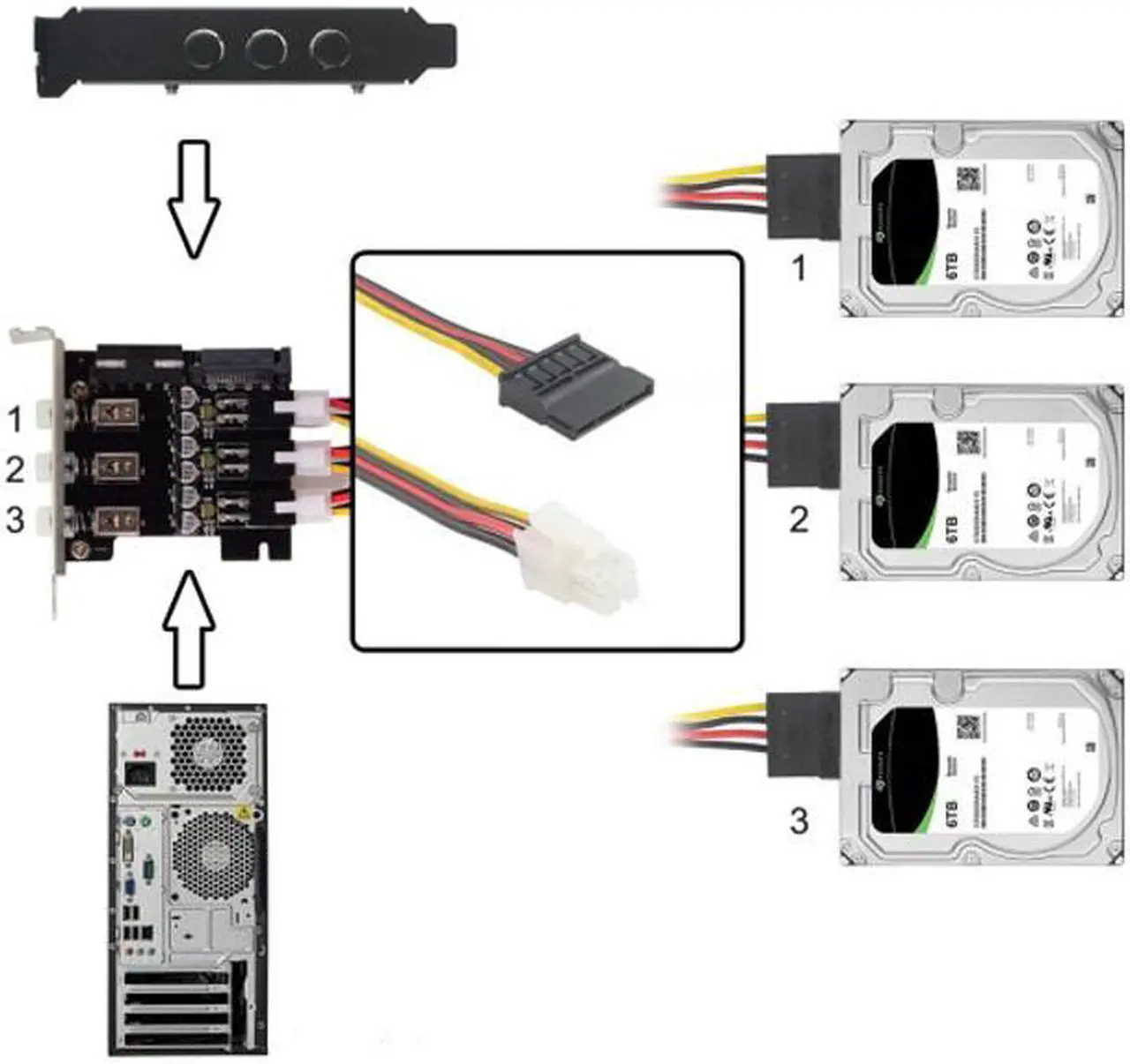 Alt view image 7 of 7 - Jimier 3 Hard Disk Control System Intelligent Control Management System HDD SSD Power Switch with Low Profile Bracket PW-019