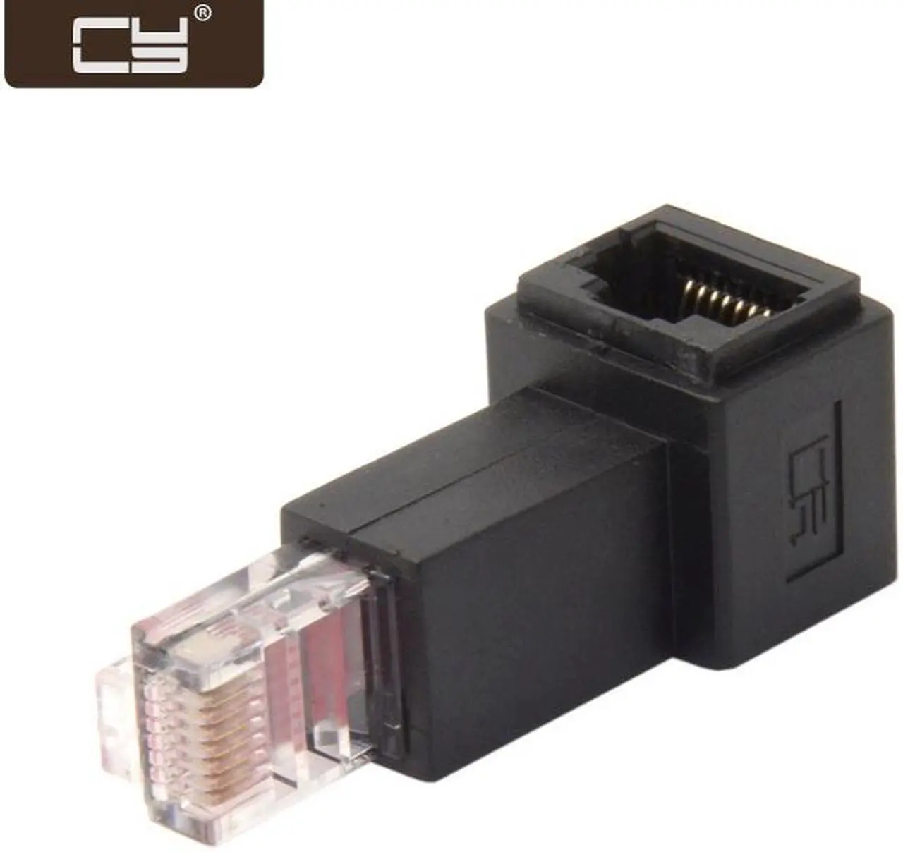 Main image of CY Right Angled 90 Degree 8P8C FTP STP UTP Cat 5e Male to Female Lan Ethernet Network Extension Adapter UT-010-RI