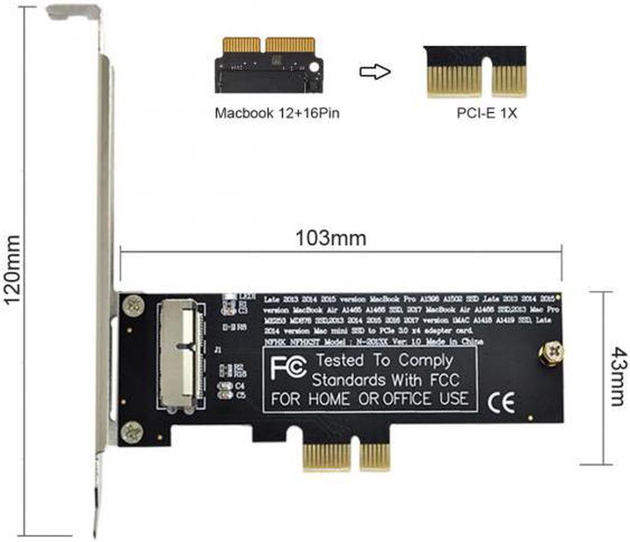 Chenyang Cable PCI Express PCI-E 1X to 12+16Pin 2013-2017 Mac Pro Air SSD Convert Card for A1493 A1502 A1465 A1466