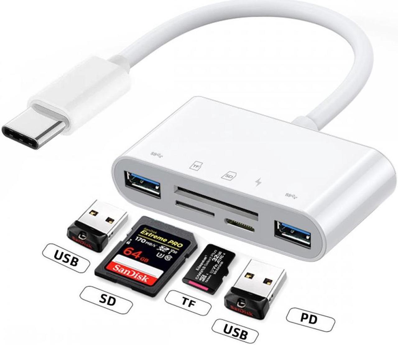 Alt view image 7 of 7 - Xiwai USB 2.0 Type C USB-C to TF Micro SD SDXC Dual USB3.0 Female Card Reader PD 27W Adapter for Laptop Tablet Phone
