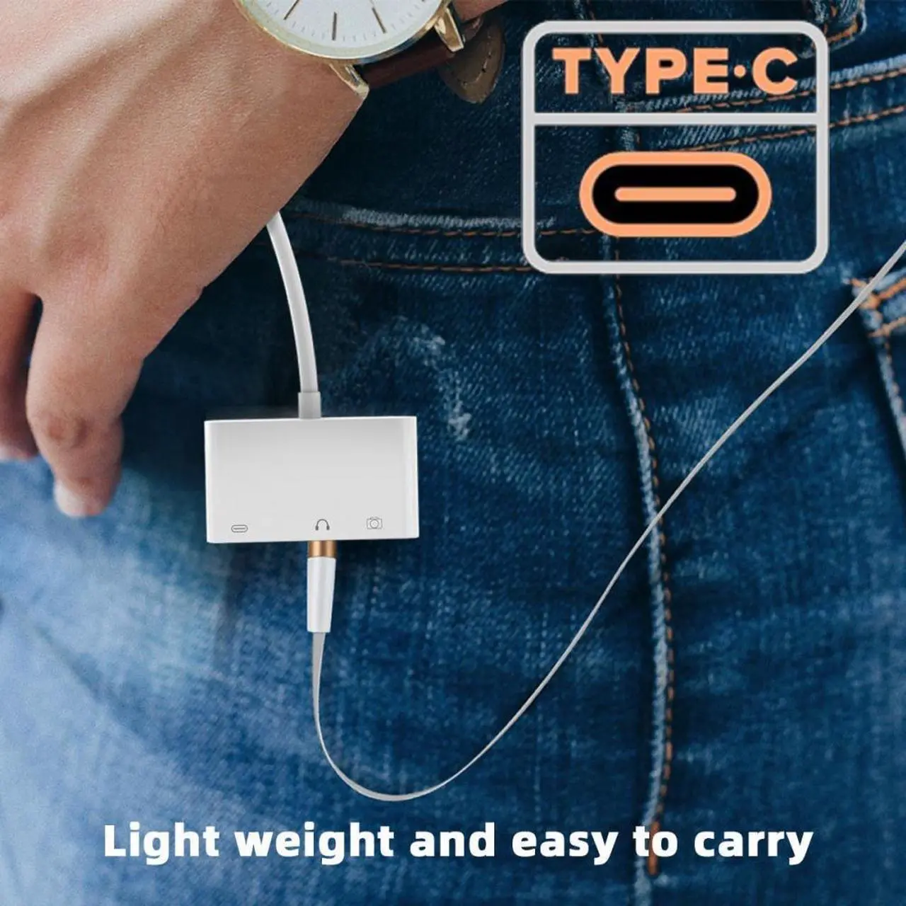 Alt view image 4 of 7 - CY Type C USB-C to 3.5mm Audio AUX & Type-A USB2.0 OTG Female with PD Power Charge Adapter Compatible with Laptop Tablet Phone