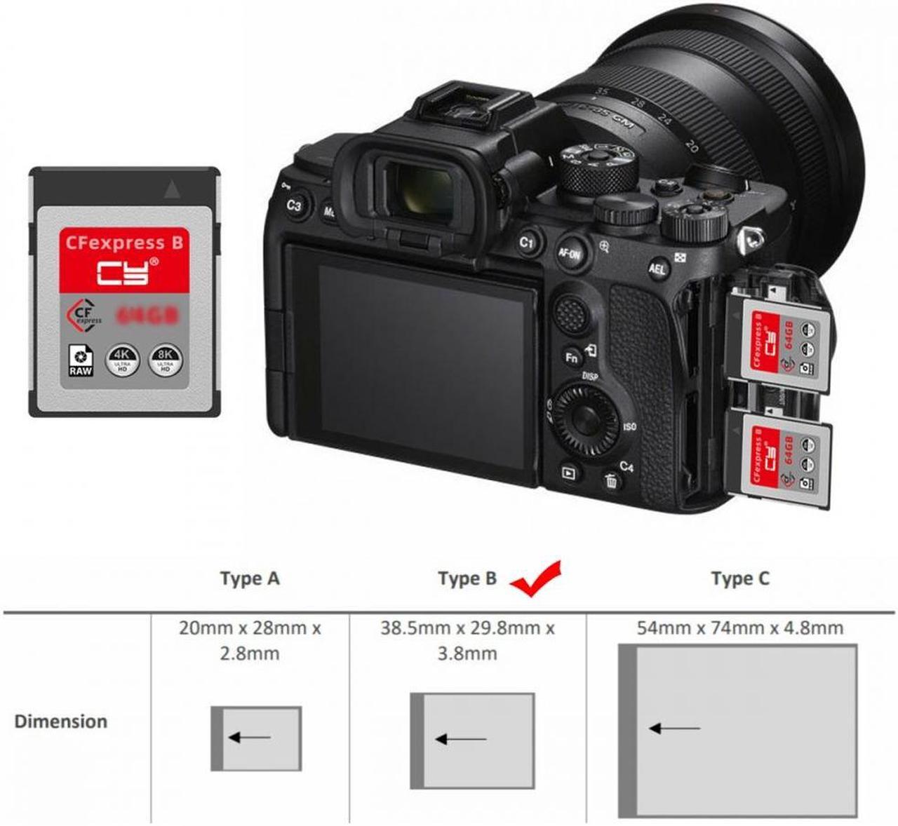 Alt view image 2 of 7 - Chenyang CFexpress Type-B 256GB Memory Card CFE CFB Adapter Compatible with XS Camera 8K RAW PCIe Expansion