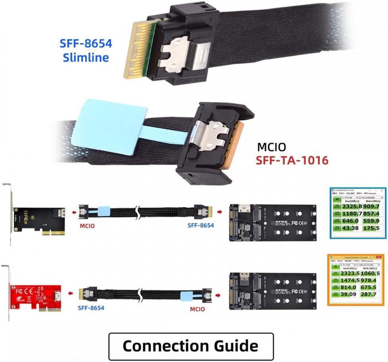 Alt view image 5 of 7 - CY PCI-E 5.0 Mini Cool Edge IO MCIO PCI-E 4i 38Pin Male to SFF-8654 Slimline 4X Extender Cable 50cm