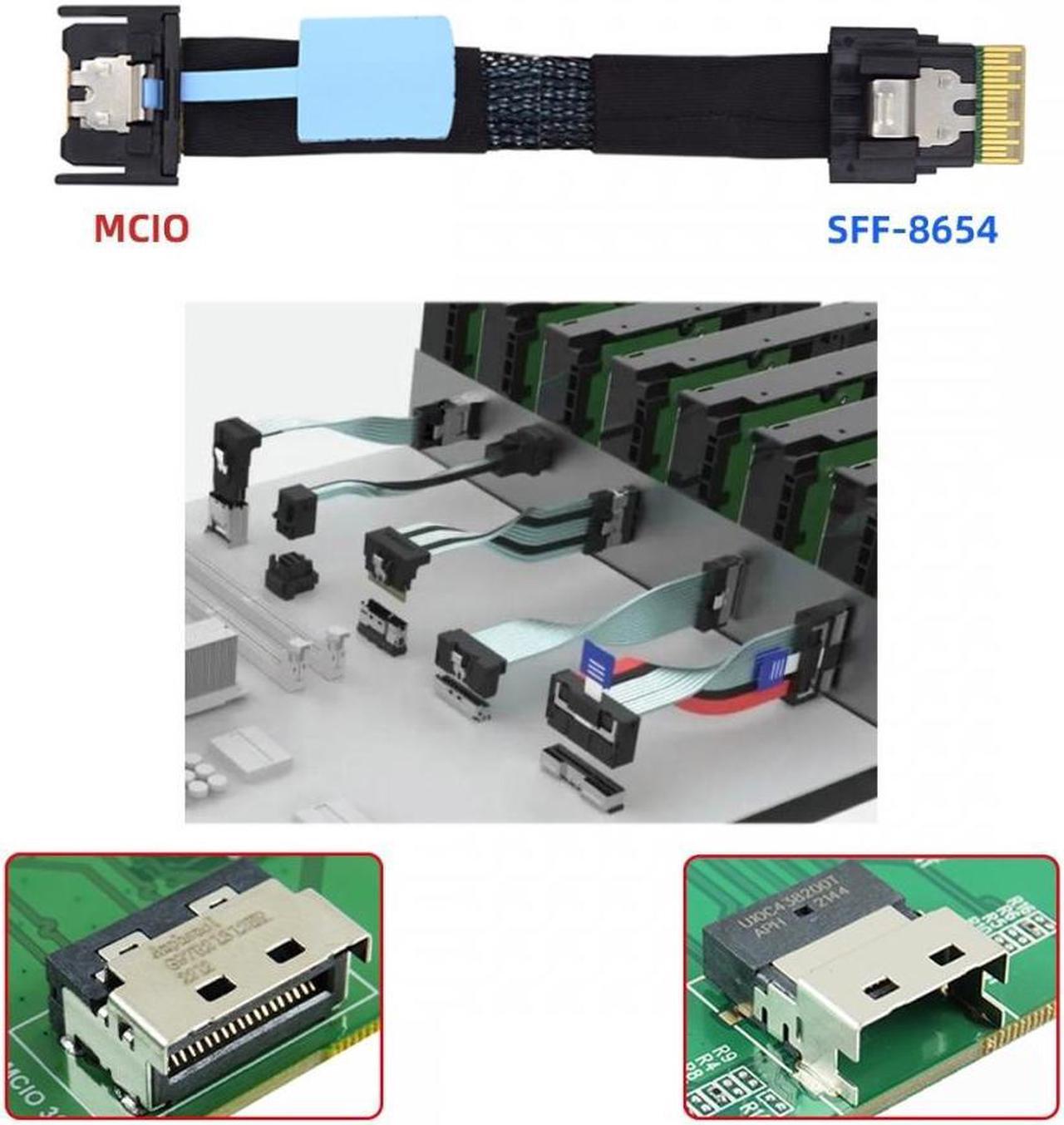 Alt view image 6 of 7 - CY PCI-E 5.0 Mini Cool Edge IO MCIO PCI-E 4i 38Pin Male to SFF-8654 Slimline 4X Extender Cable 50cm