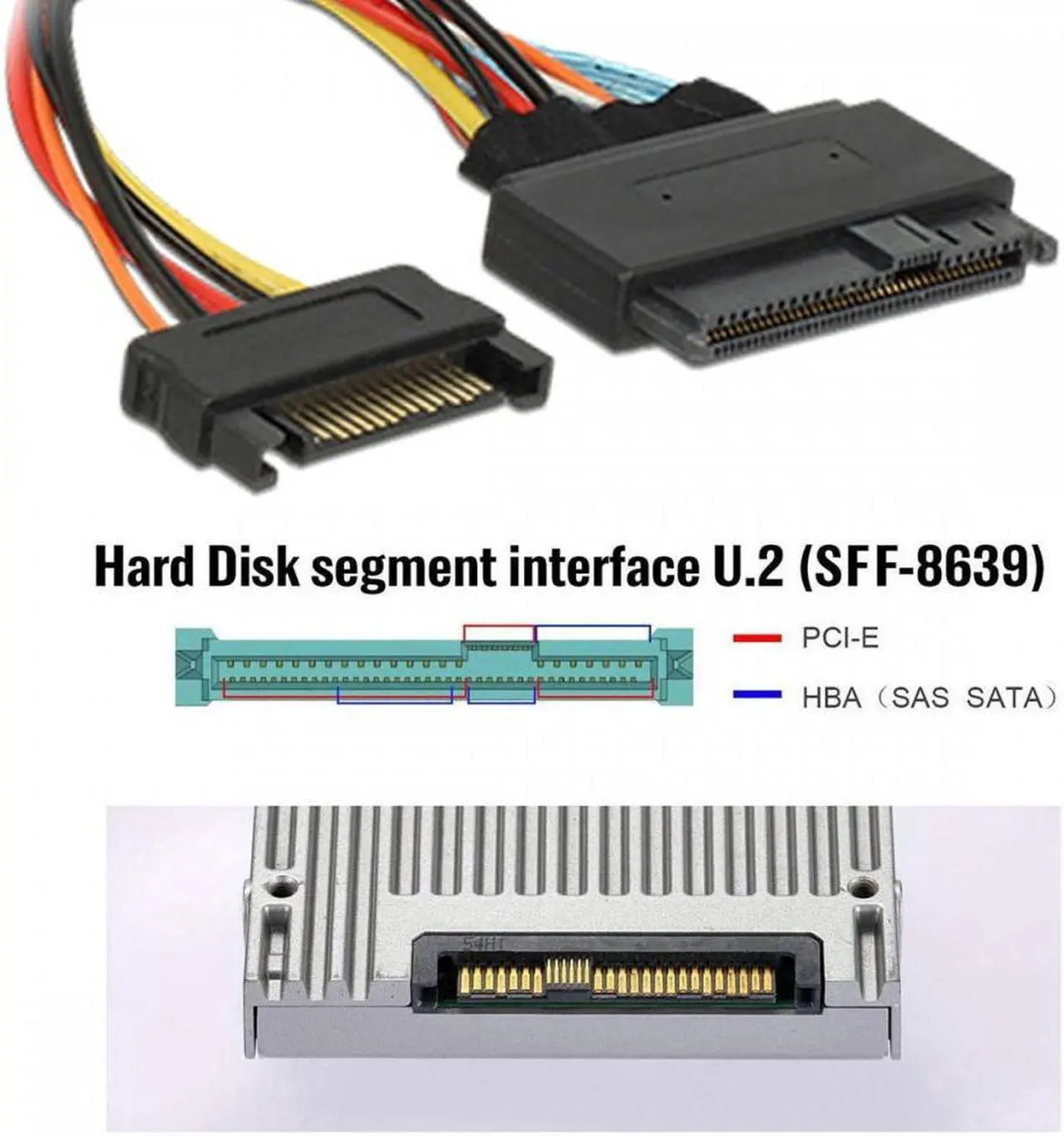 Alt view image 5 of 7 - Cablecc MCIO 4x Mini Cool Edge IO to U.2 SFF-8639 NVME PCIe PCI-Express Cable for Mainboard SSD