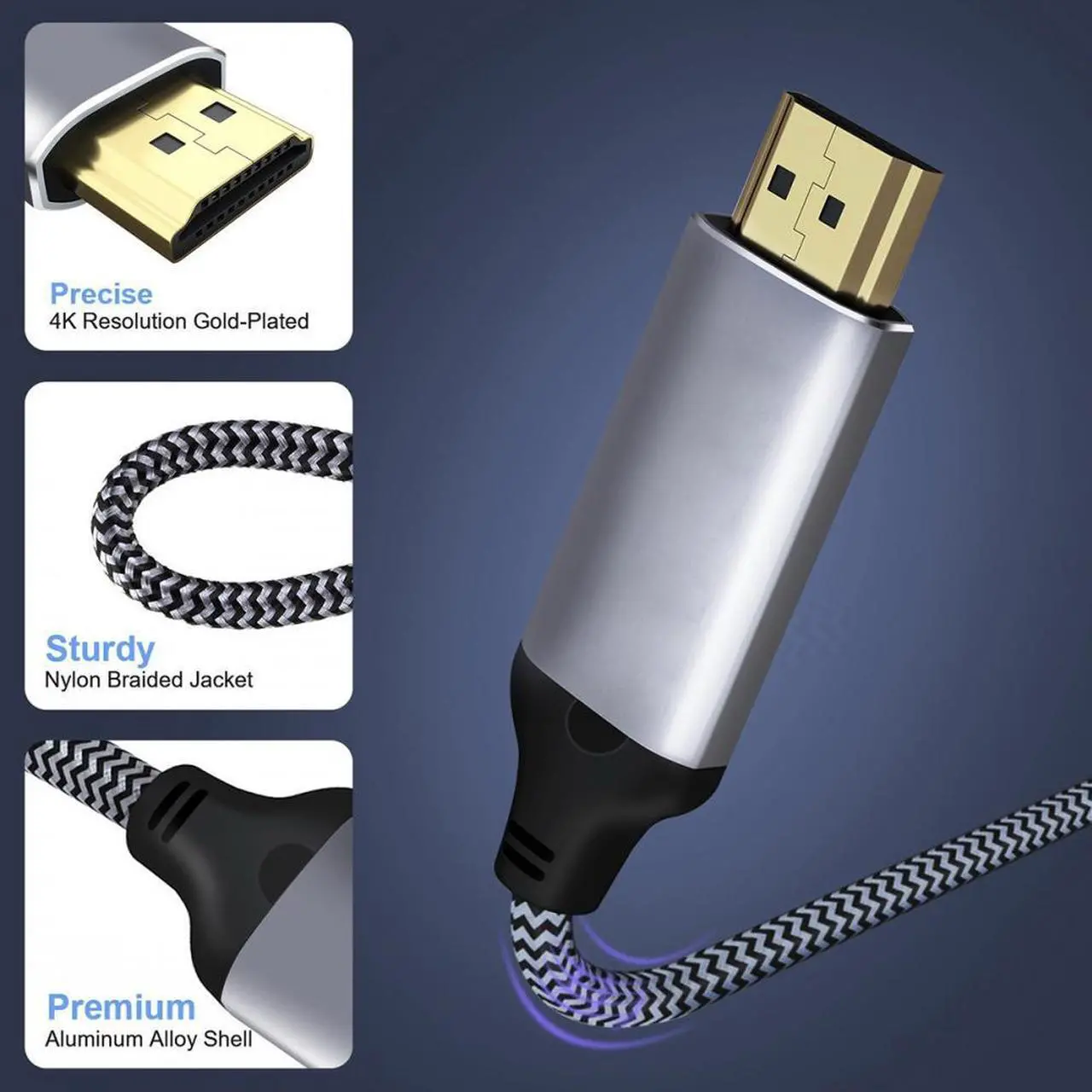Alt view image 7 of 7 - Chenyang Mini DisplayPort 1.4 Source to HDMI 2.0 Display 8K 60hz UHD 4K MINI-DP to HDMI Male Monitor Cable