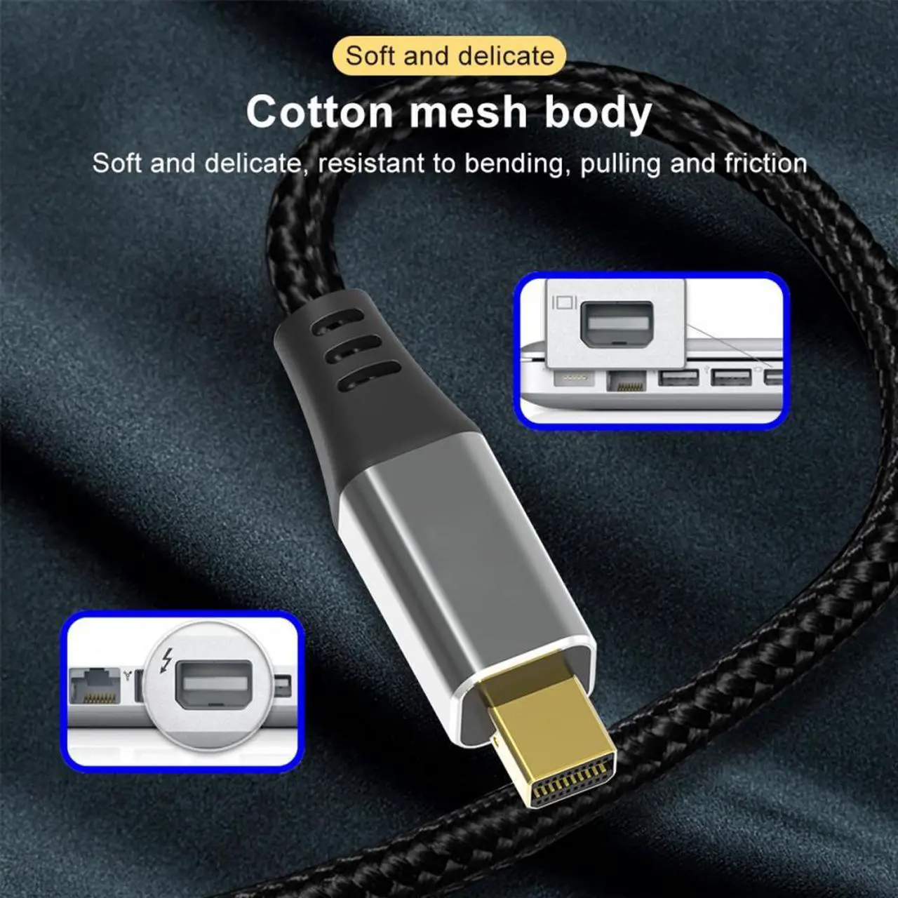 Alt view image 5 of 7 - Chenyang Mini DisplayPort 1.4 Source to HDMI 2.0 Display 8K 60hz UHD 4K MINI-DP to HDMI Male Monitor Cable