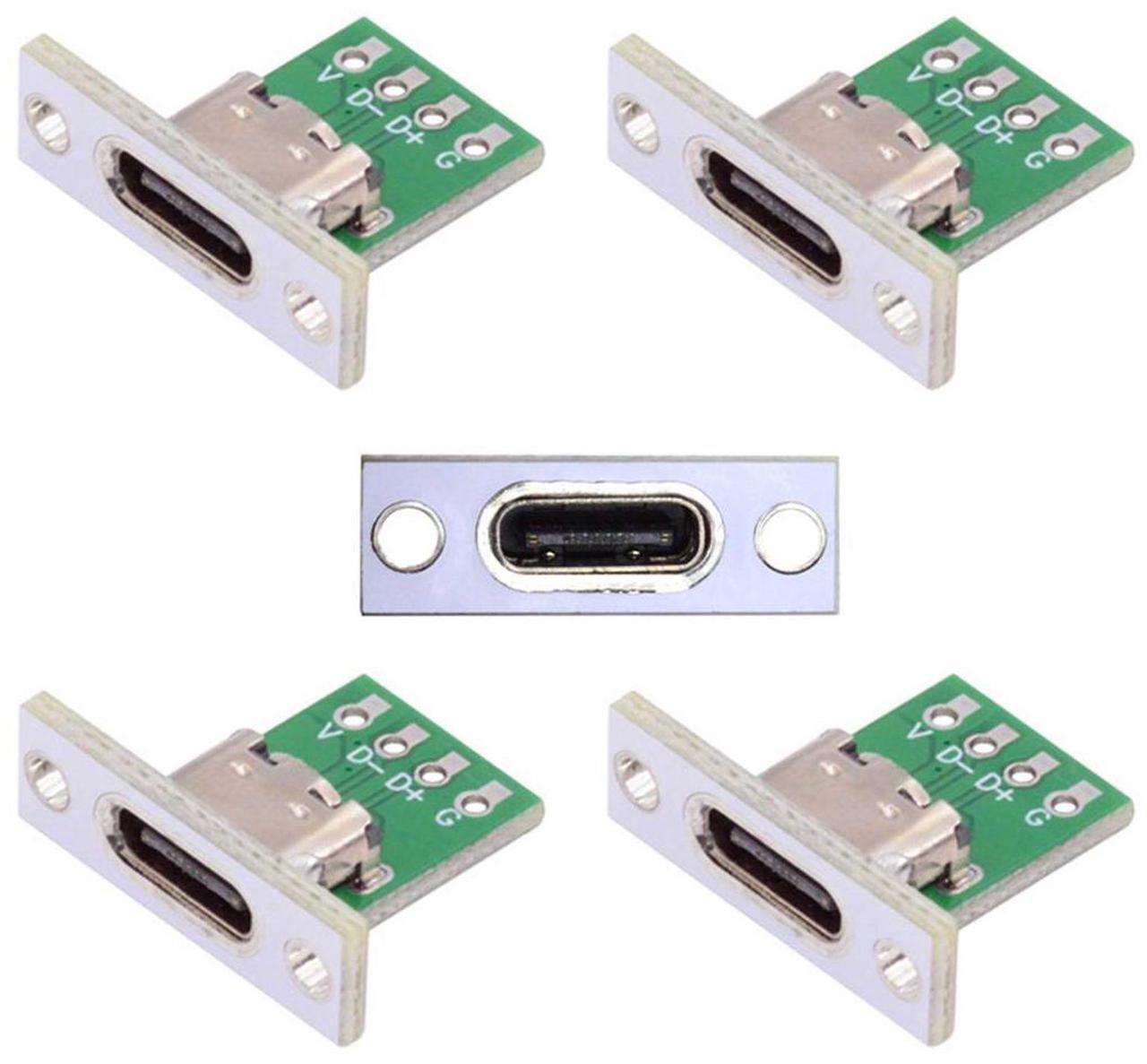 Main image of CY 5pcs/set DIY OEM Type C Female Socket Connector Panel Mount Type with PC Board 24pin USB 2.0 Pinout