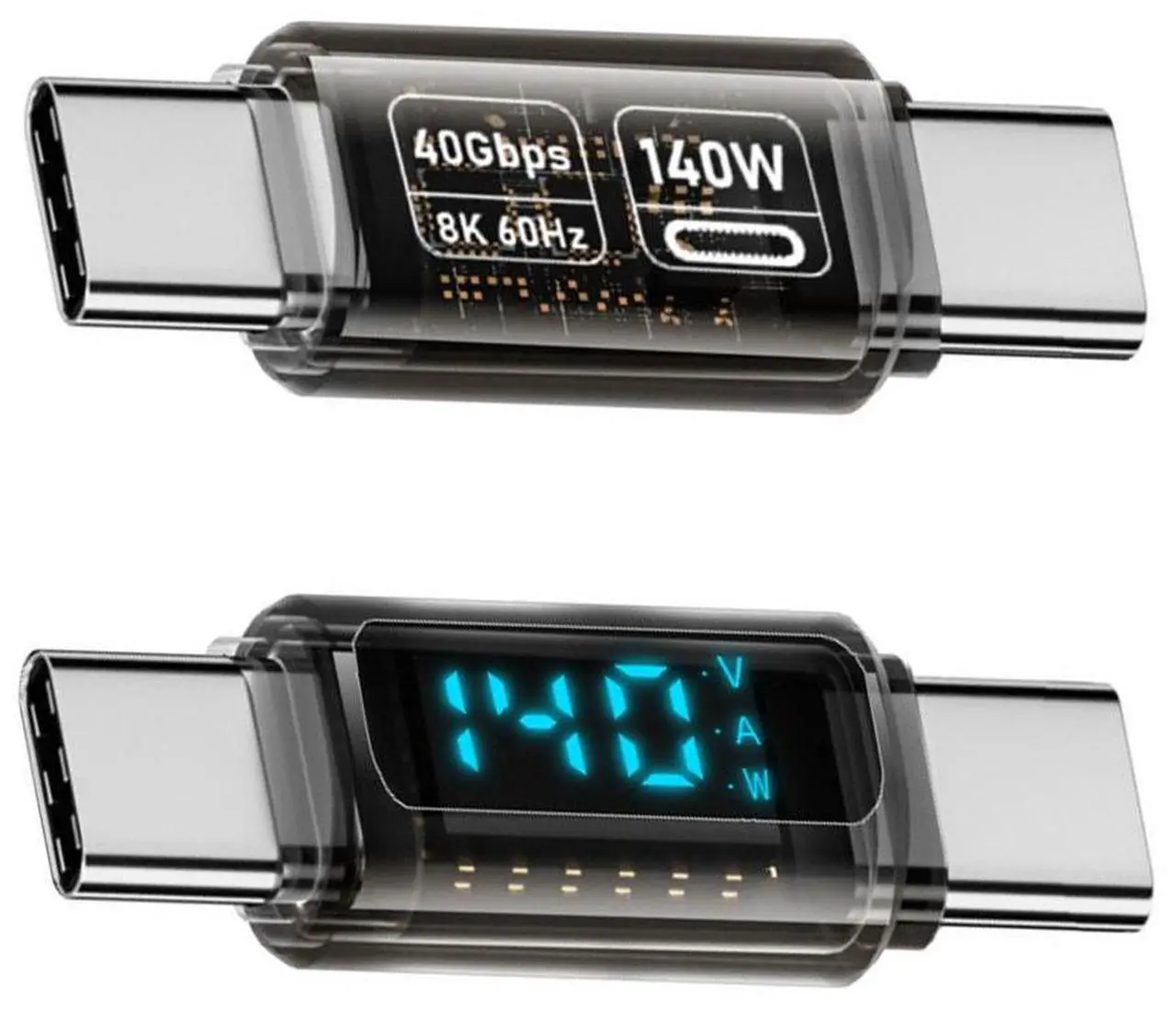 Main image of CY Type-C Smart LED Display USB-C Male to Male Extension Adapter USB4.0 40Gbps 140W Current Voltage Monitoring Tester Detector