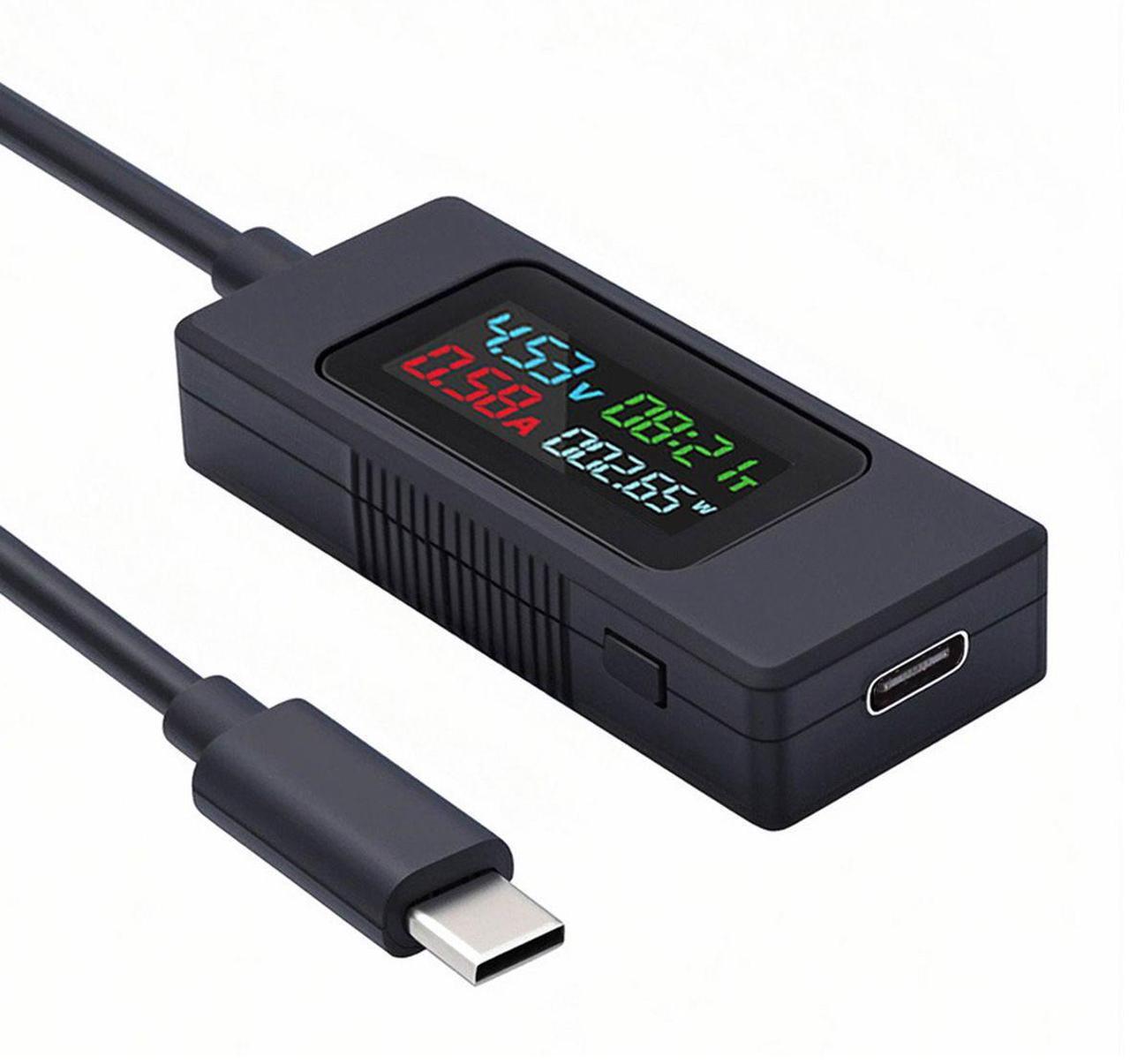 Main image of CY Type-C Voltage Current Power Capacity, Working Time Ammeter Voltmeter USB Cable Charger Detector USB-C Tester 4-30V 0-6.5A Digital Multimeter