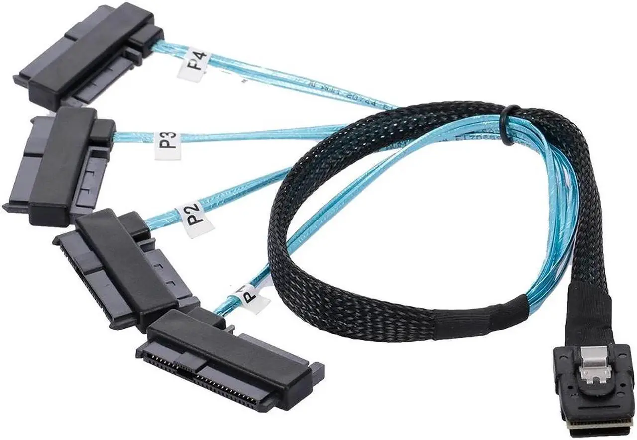 Main image of CY Internal 36 Pin Mini SAS SFF-8087 Host to 4 SFF-8482 Target SAS Hard Disk and SATA Power Cable 100cm SF-091-1.0M