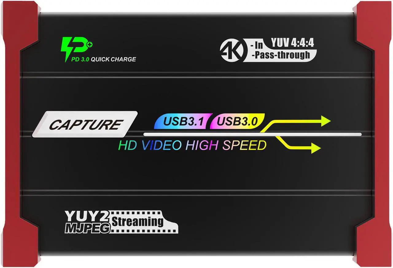 Main image of Mirabox 4K Game Capture Card, HSV3219 HDMI/Type-C  to USB3.0 Video Capture with 4K Loopout, Support PD3.0 Charge,Compatible with HDR10