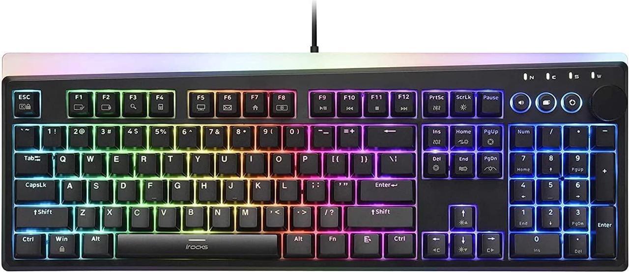 Main image of i-rocks K71M Mechanical Gaming Keyboard with Media Control Knob (Gateron Red Switches, Black)