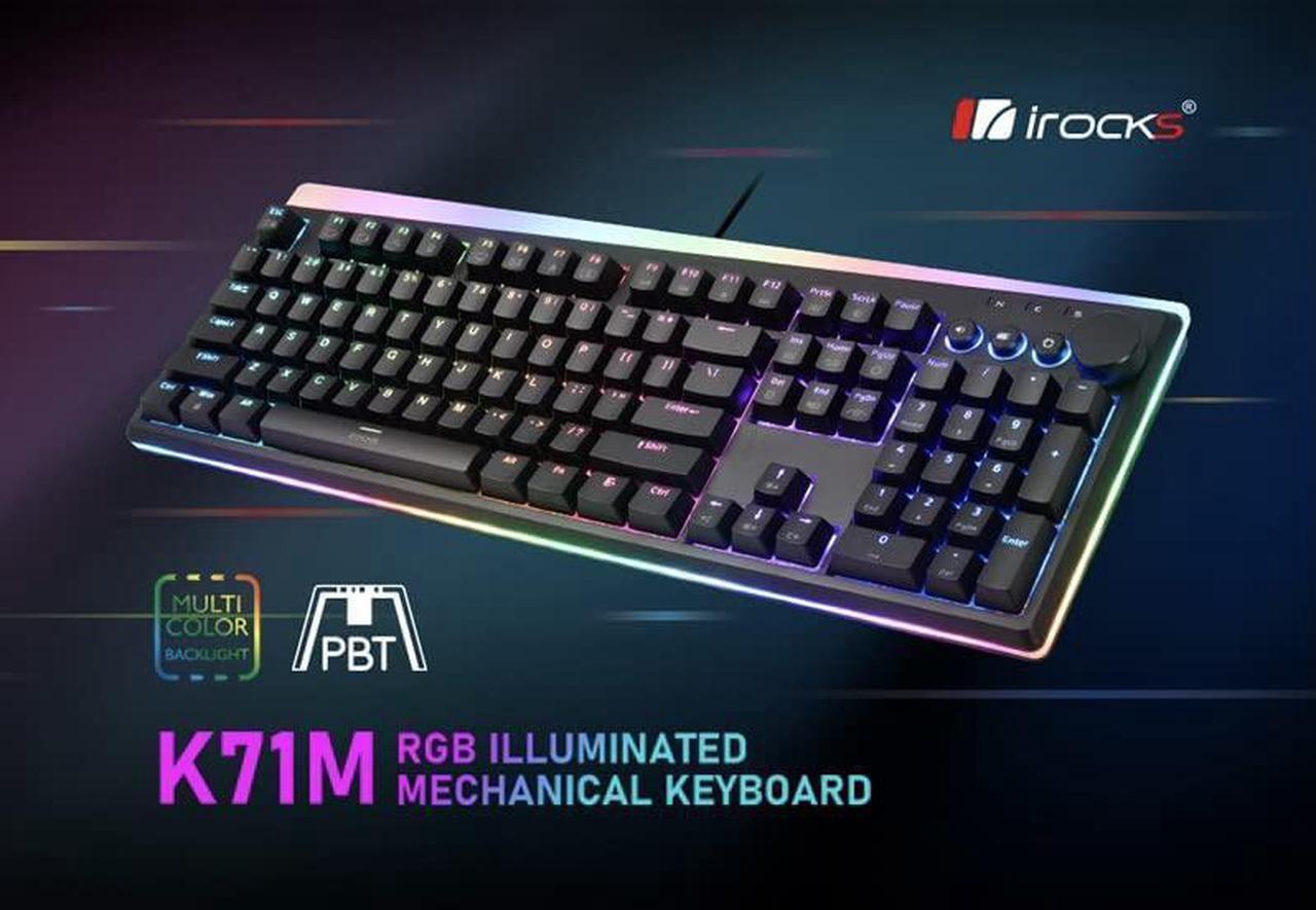 Alt view image 2 of 7 - i-rocks K71M Mechanical Gaming Keyboard with Media Control Knob (Gateron Red Switches, Black)