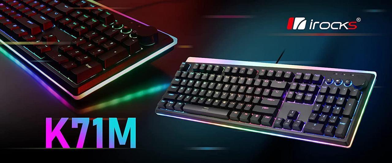 Alt view image 6 of 7 - i-rocks K71M Mechanical Gaming Keyboard with Media Control Knob (Gateron Red Switches, Black)