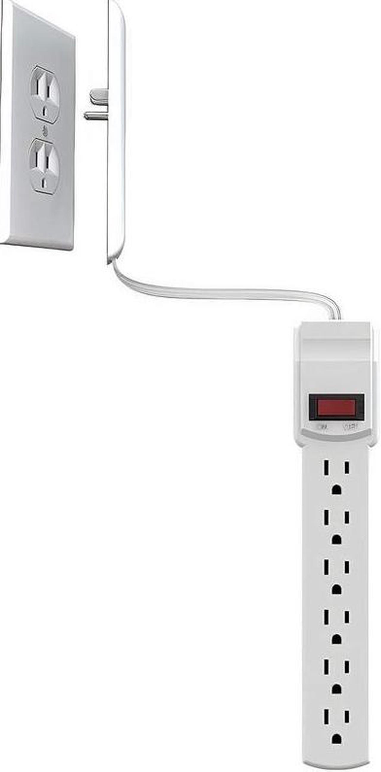 Main image of Sleek Socket 6-S-OVSZ-W Ultra-Thin Electrical Outlet Cover Wall Plate with Surge Protector 6 Outlet Power Strip and Cord Management Kit, 6-Foot, Universal Size