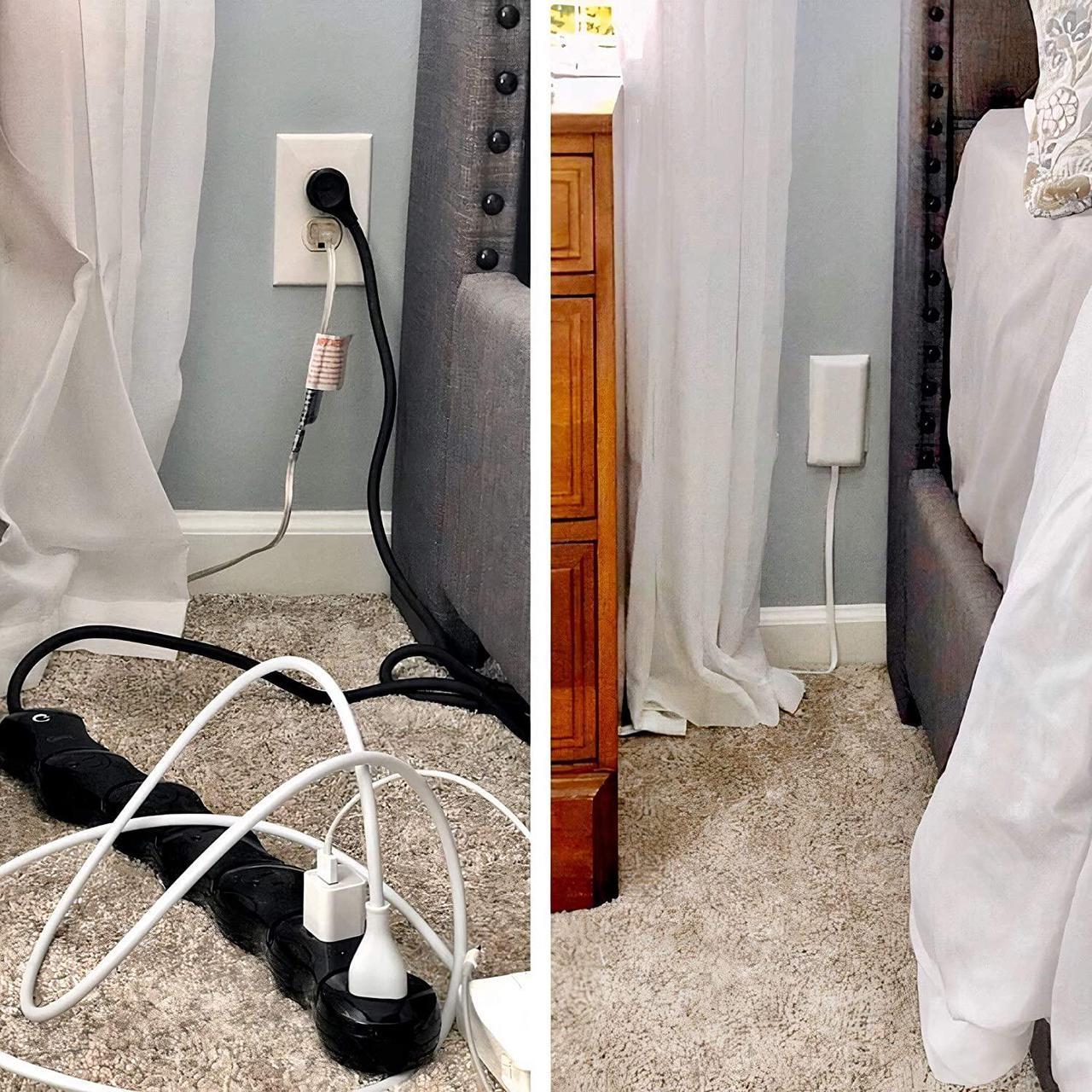 Alt view image 2 of 7 - Sleek Socket 6-S-OVSZ-W Ultra-Thin Electrical Outlet Cover Wall Plate with Surge Protector 6 Outlet Power Strip and Cord Management Kit, 6-Foot, Universal Size