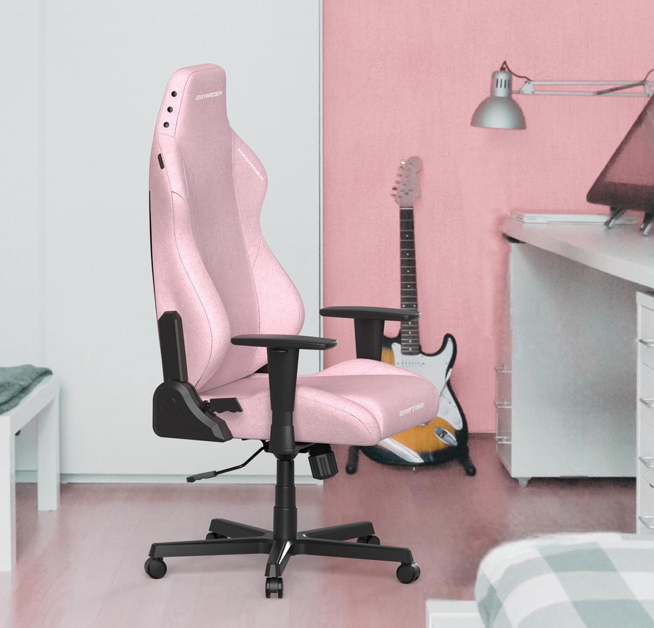 Alt view image 3 of 7 - DXRacer Drifting Gaming Chair - Fabric Reclining Ergonomic Computer Office Chair with Lumbar Support & Head Pillow, Regular L, Pink