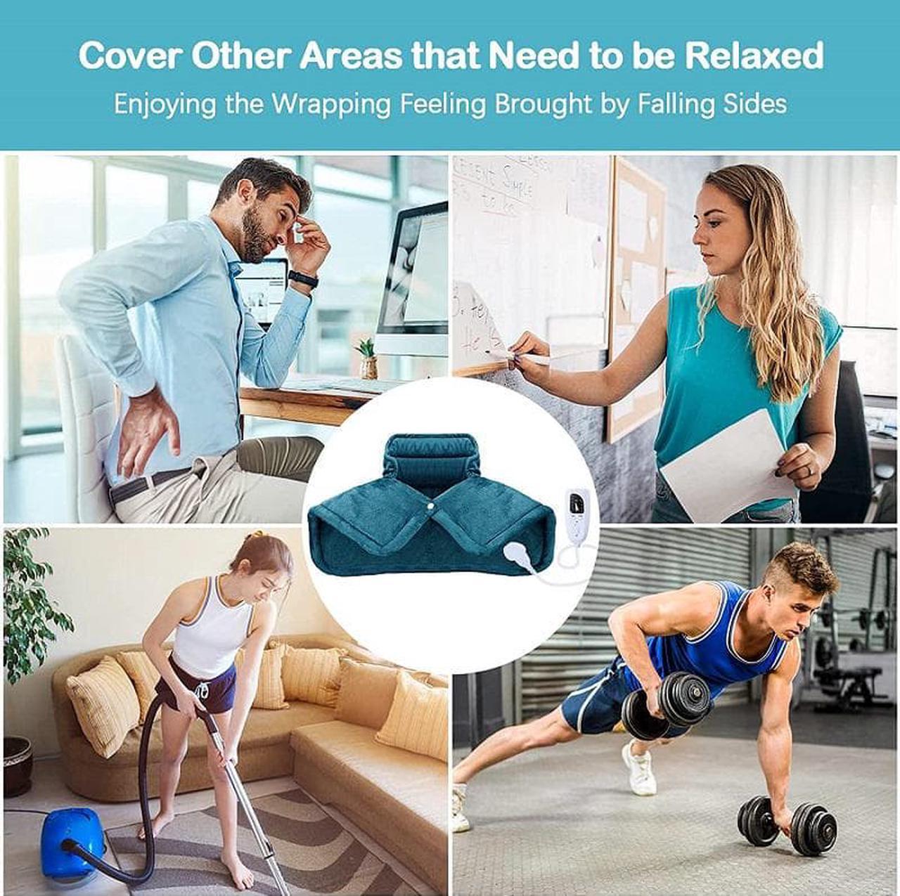 Alt view image 6 of 6 - Heating Pad for Neck and Shoulders,  Large Weighted Neck Heating Pad Electric for Neck Shoulder Pain Relief, 6 Heat Settings 4 Auto-Off , Gifts for Women Men Mom Dad