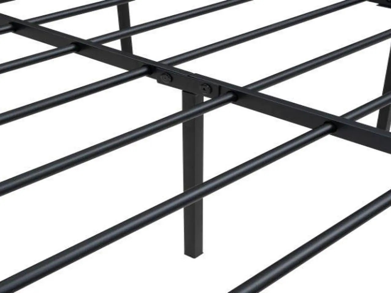 Alt view image 5 of 7 - (Mattress not included.) Queen Size Platform Bed, Metal and Wood Bed Frame with Headboard and Footboard ,Black