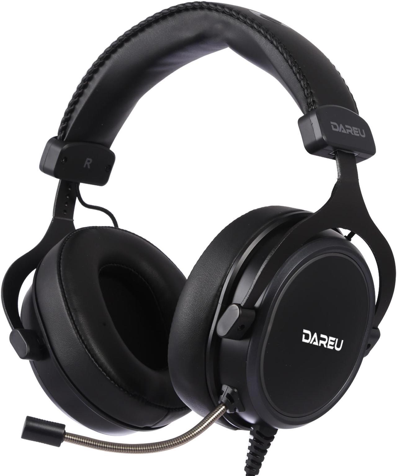 Dareu EH925 Wired Gaming Headset - 7.1 Surround Sound - Memory Foam Ear Pads - 53MM Drivers - Detachable Microphone - Multi Platforms Black Headphone - Works with PC, PS4/3 & Xbox One/Series X, NS