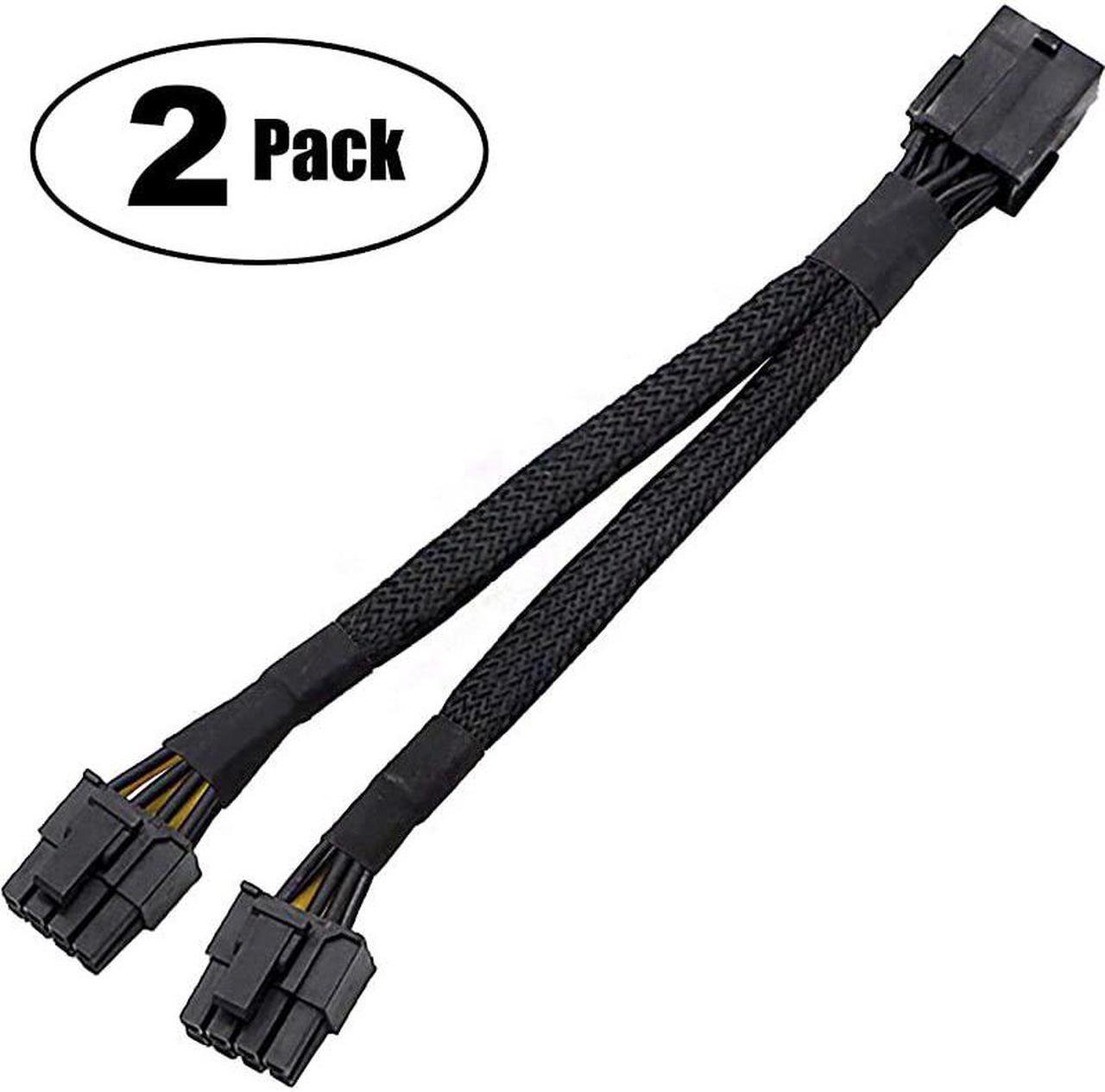 8Pin PCIe PCI Express Graphics Video Card GPU VGA 8 Pin Female to Dual GPU 8Pin 6+2 Pin Male Braided Sleeved GPU 8 pin Splitter Power Extension Cable 8 Pin GPU molex 9inch 2 Pack