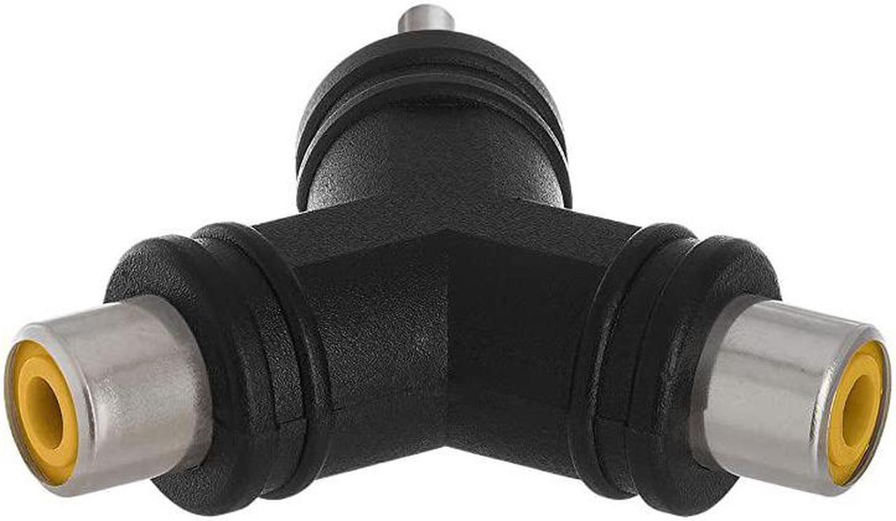 Alt view image 3 of 3 - 2 RCA Female Jack to 1 RCA Male Plug Split Adapter Y Type Coupler Connector RCA Audio Video 10 Pack