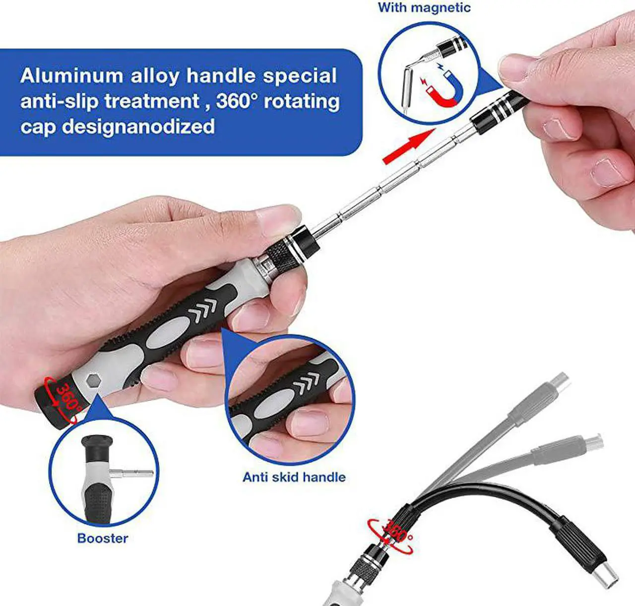 Alt view image 4 of 7 - Mini Precision Screwdriver Set 118 in 1 Magnetic Screwdriver Bit Kit MultiFunction Stainless Steel Professional Repair Tool Kit for Phone Laptop PC Glasses Electronics and More Black