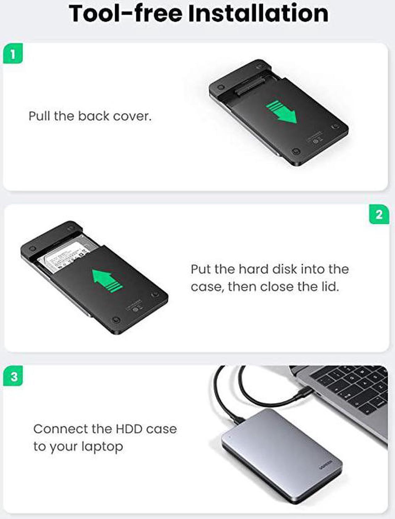 Alt view image 7 of 7 - Hard Drive Enclosure for 25 SATA SSD HDD Aluminum USB C to SATA Adapter USB 31 Gen 2 Support UASP SATA III Compatible with WD Seagate Toshiba Samsung Hitachi PS4 Xbox PC Tool Free