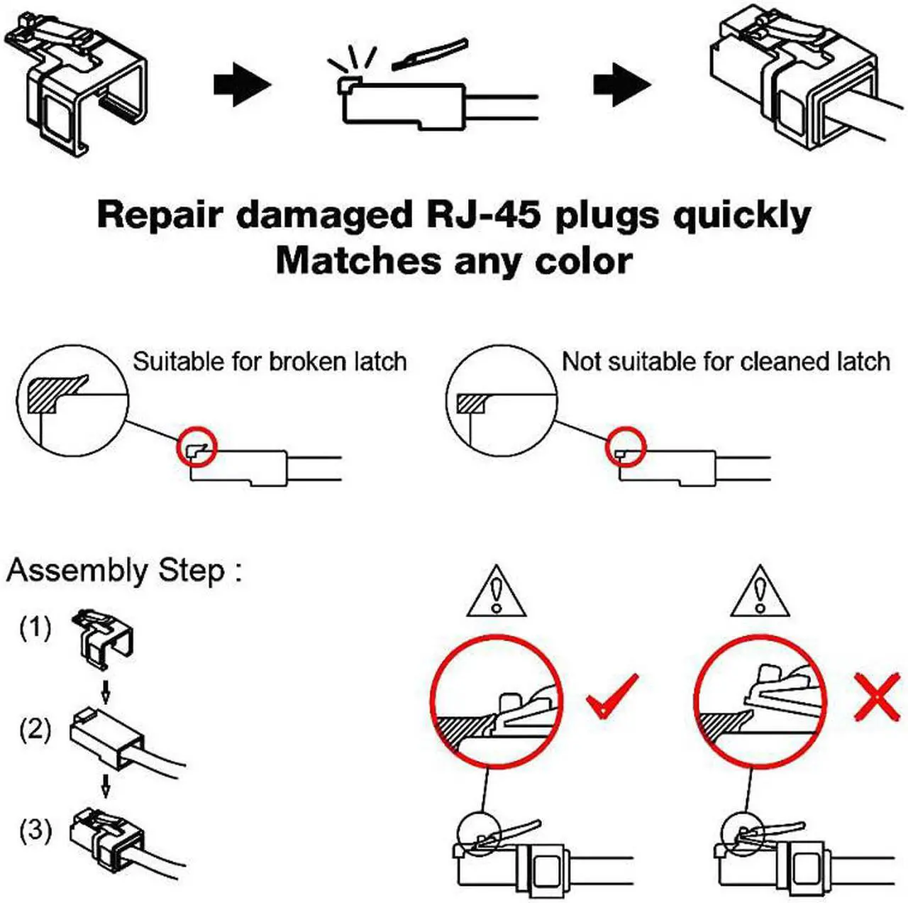 Alt view image 2 of 3 - RJ45 Easy Plug Repair for Cat5e Cat6 Clear | Bag of 50