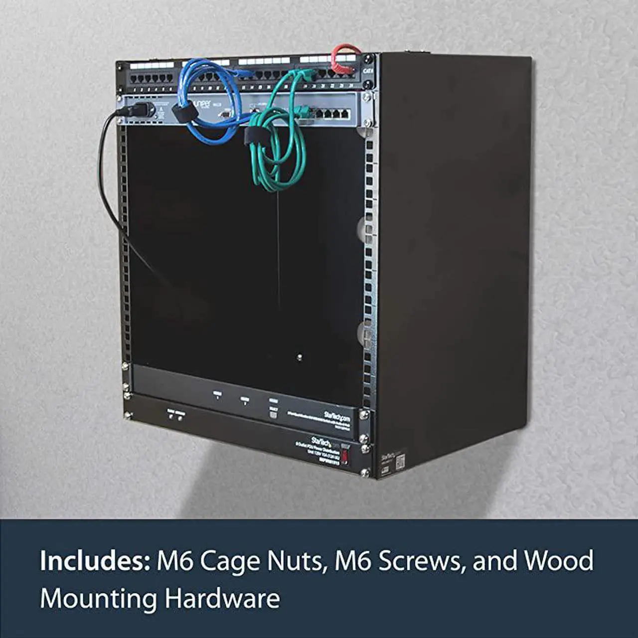 Alt view image 4 of 7 - com 12U Wall Mount Patch Panel Bracket - 12 Inch Deep - 19" Patch Panel Rack for Shallow Network Equipment- 125lbs Capacity (WALLMNT12)
