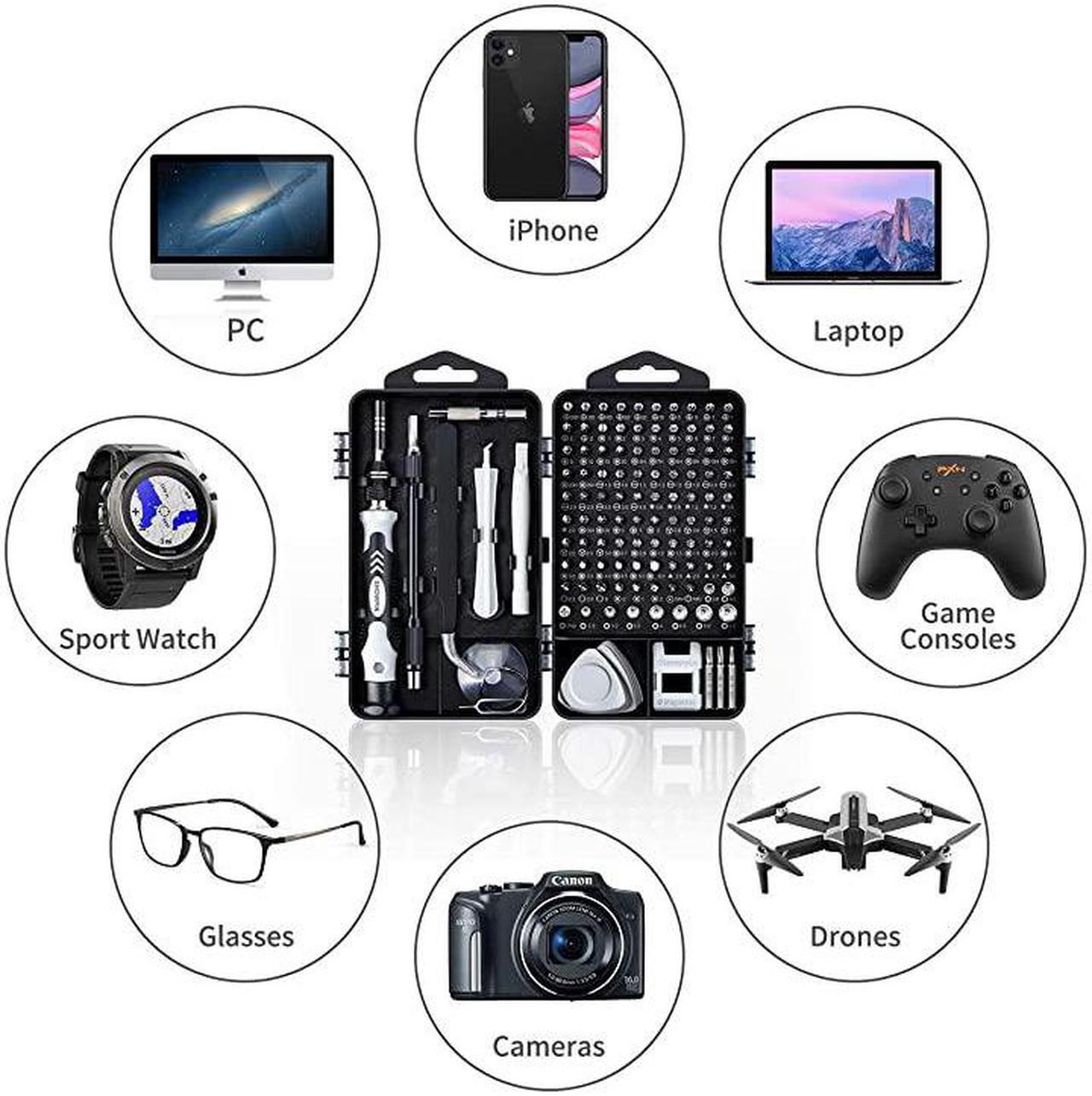 Alt view image 6 of 7 - Repair Kit, 122 in 1 Magnetic Laptop Screwdriver Kit, Precision Screwdriver Set, Small Impact Screw Driver Set with Case for , Laptop, PC, for iPhone, Watch, Ps4 DIY Hand Tools -Grey