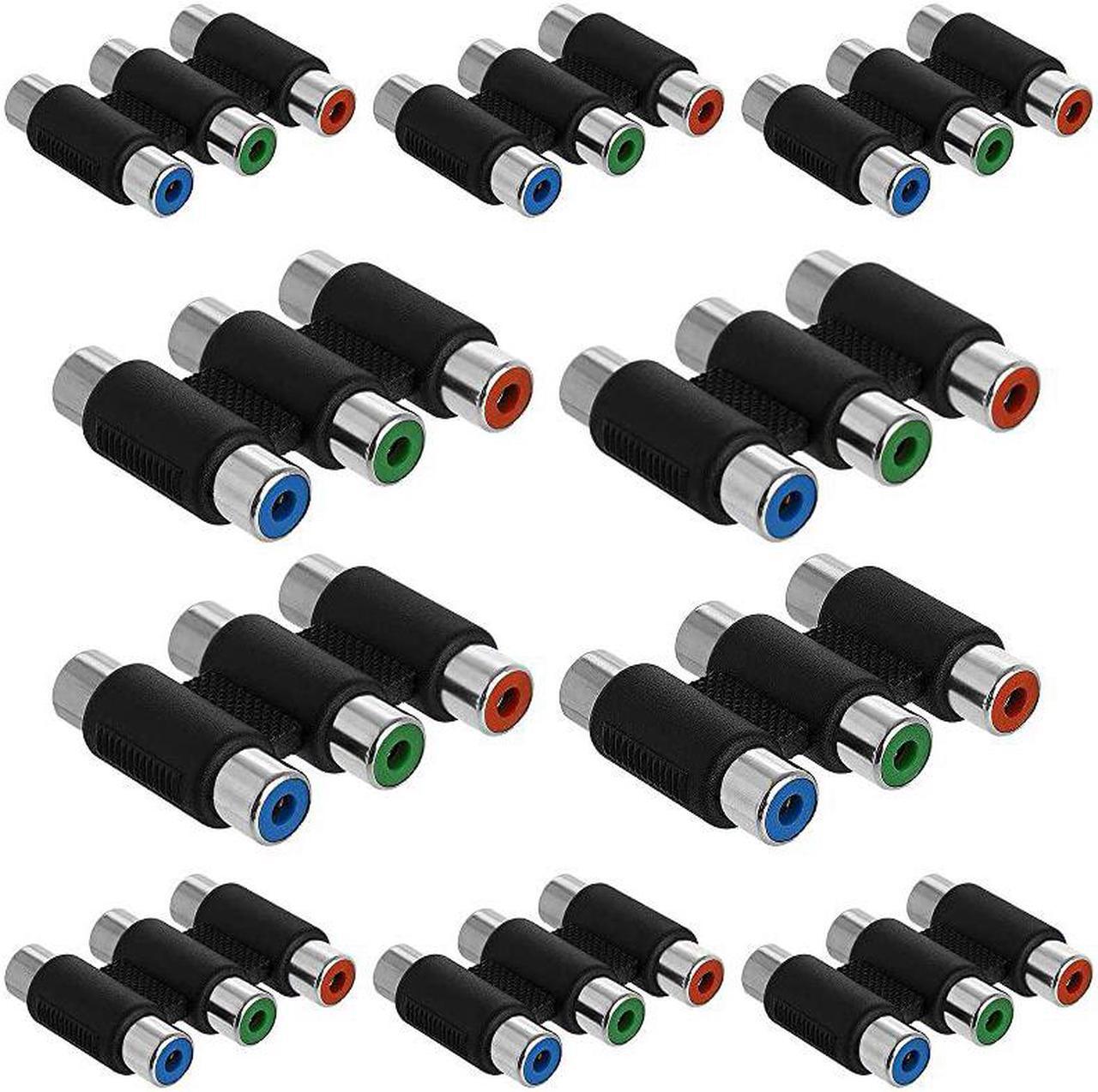 Main image of 3-RCA Jacks Coupler Jointer – RGB Female 3-RCA Adapter Extension AV Audio Video F/F Cable Connector - (10 Pack)