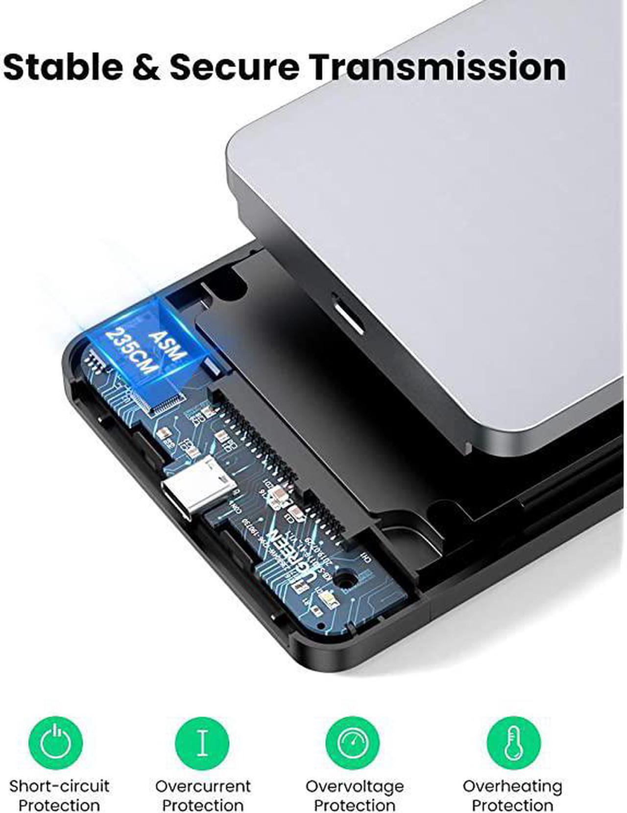 Alt view image 6 of 7 - Hard Drive Enclosure for 25 SATA SSD HDD Aluminum USB C to SATA Adapter USB 31 Gen 2 Support UASP SATA III Compatible with WD Seagate Toshiba Samsung Hitachi PS4 Xbox PC Tool Free